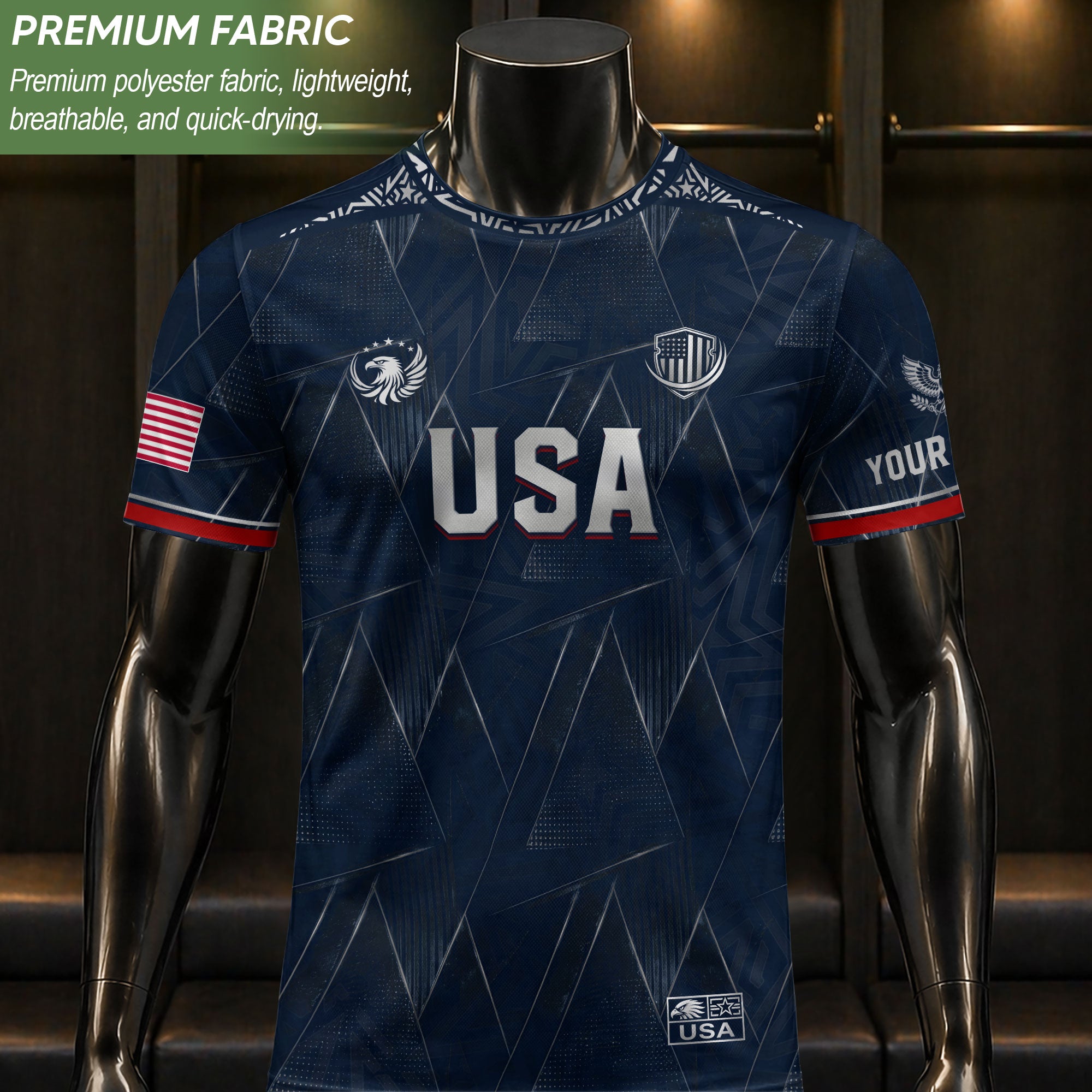 Personalized Patriotic USA Soccer Shirt Custom Adult Name Number Graphic Team Uniform