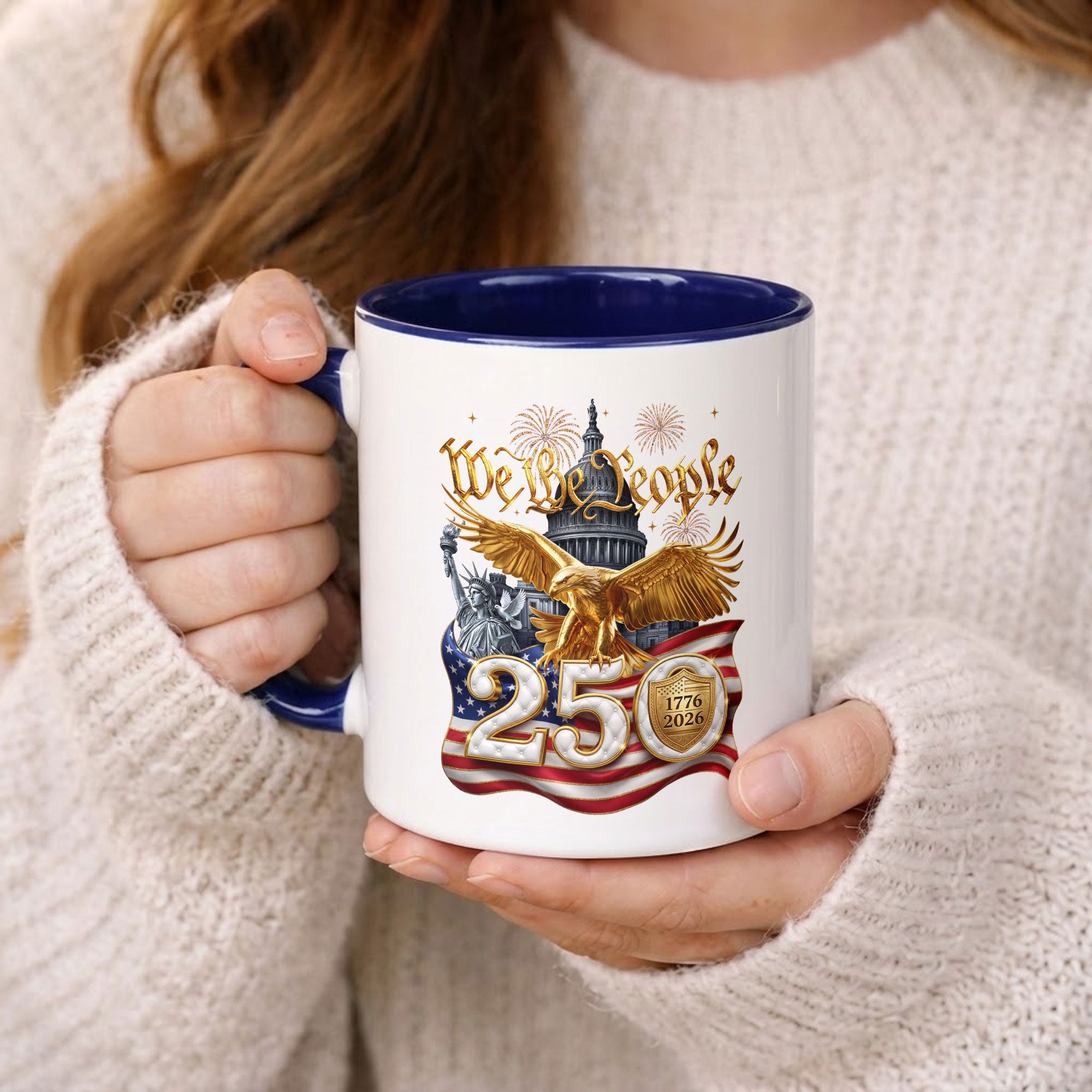 We The People Proud Patriot Accent Mug - Epic Golden Eagle 1776 2026 Gift Cup
