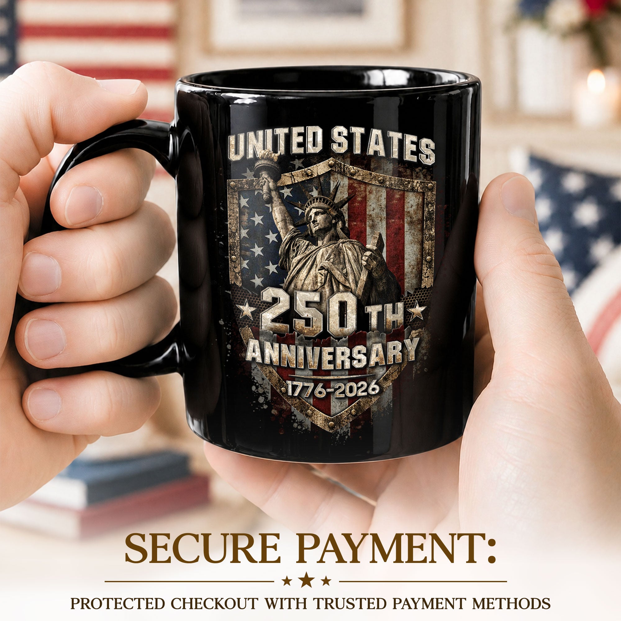 United States 250th Anniversary Mug - 1776-2026 Patriotic Statue of Liberty Drinkware