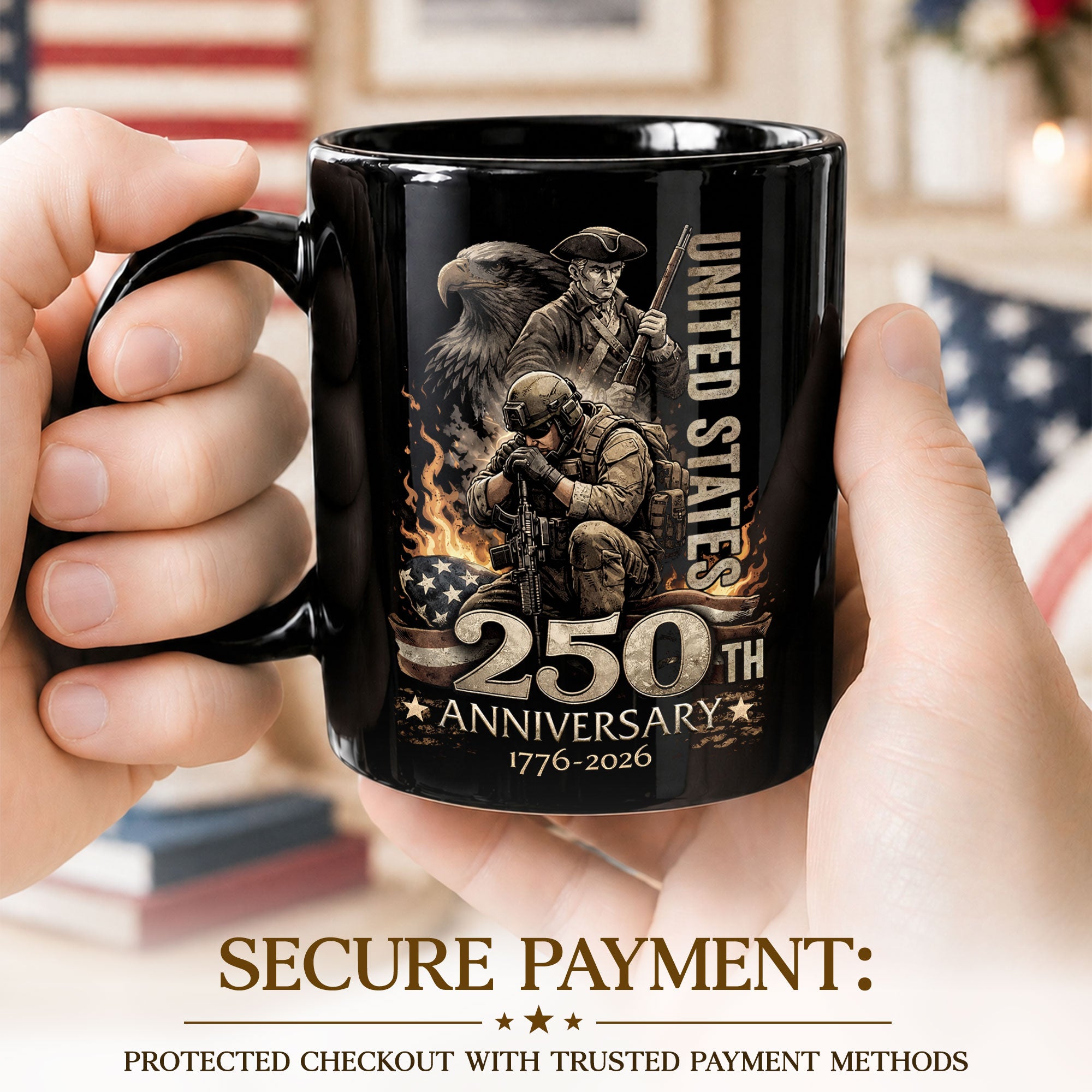 250 Years of America Mug - 1776-2026 Patriotic Military Honor Edition Keepsake Vessel