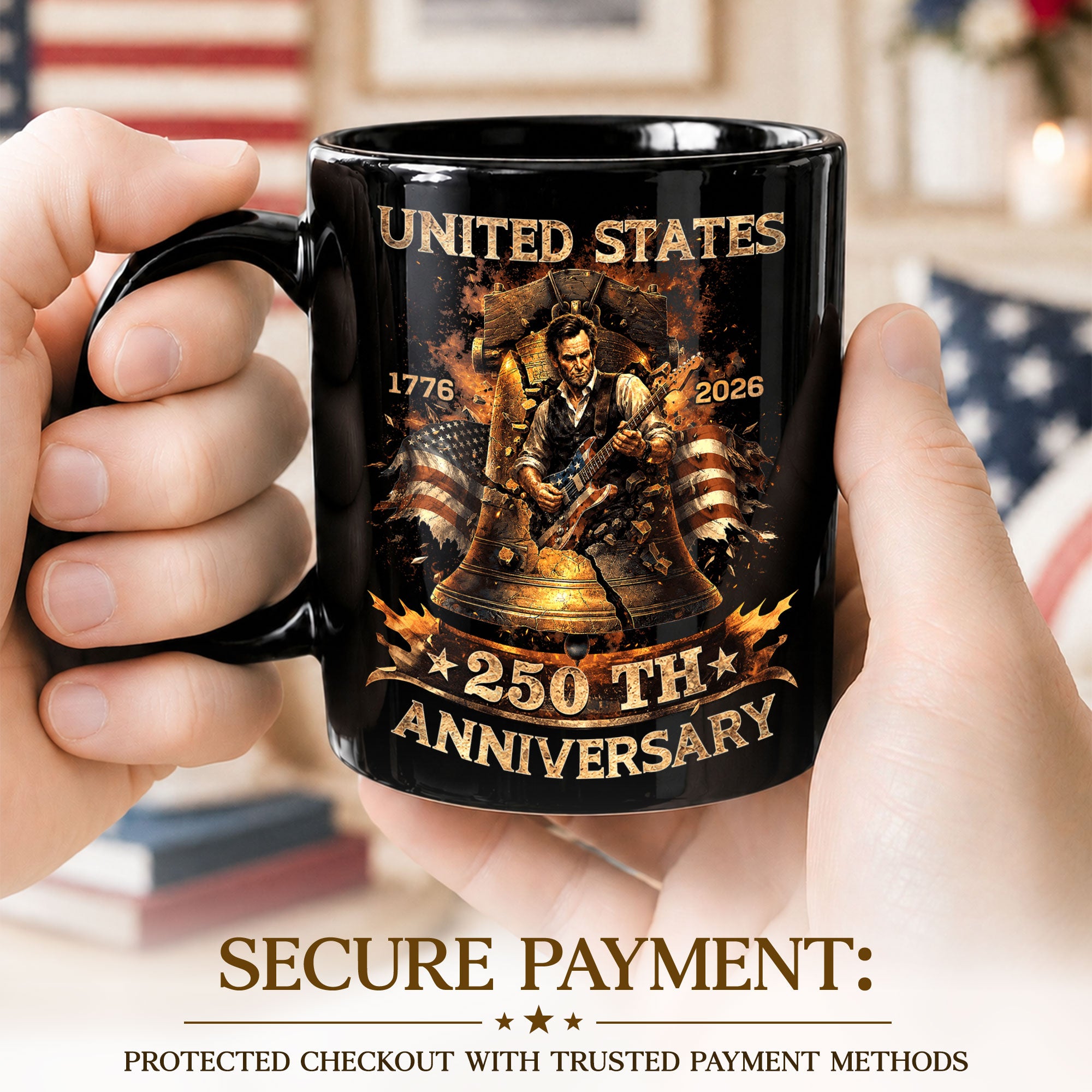 Patriotic Mug 250 Years 1776-2026 United States Liberty Bell Lincoln Rocker Independence