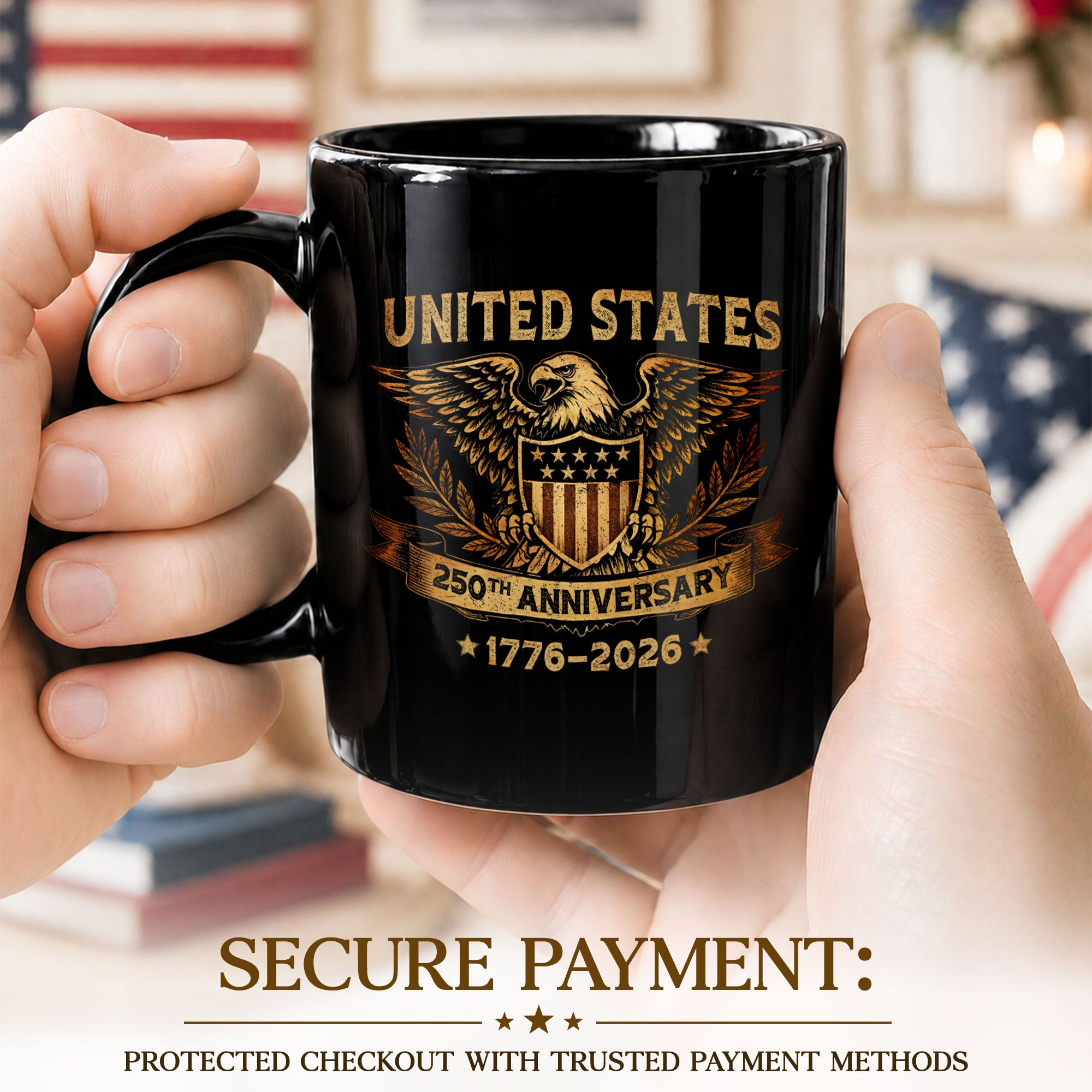 United States 250th Anniversary 1776-2026 Patriotic Eagle Shield Commemorative Mug