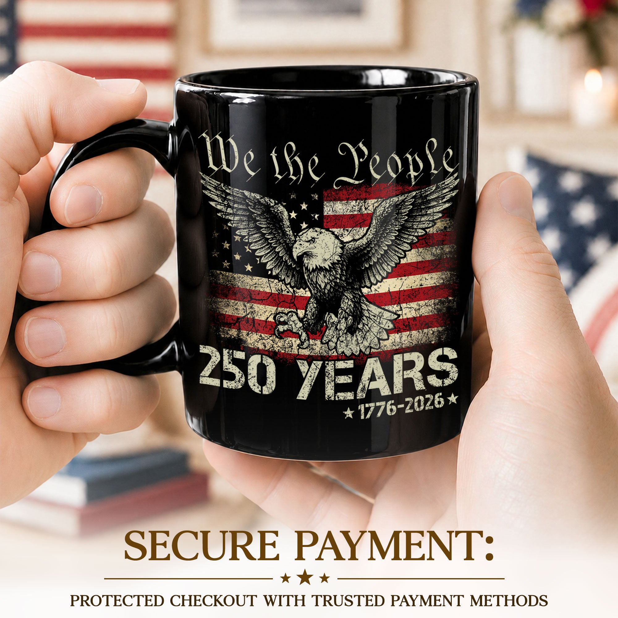 Patriotic We The People 250 Years 1776-2026 American Eagle Commemorative Mug - Rust Field Wear