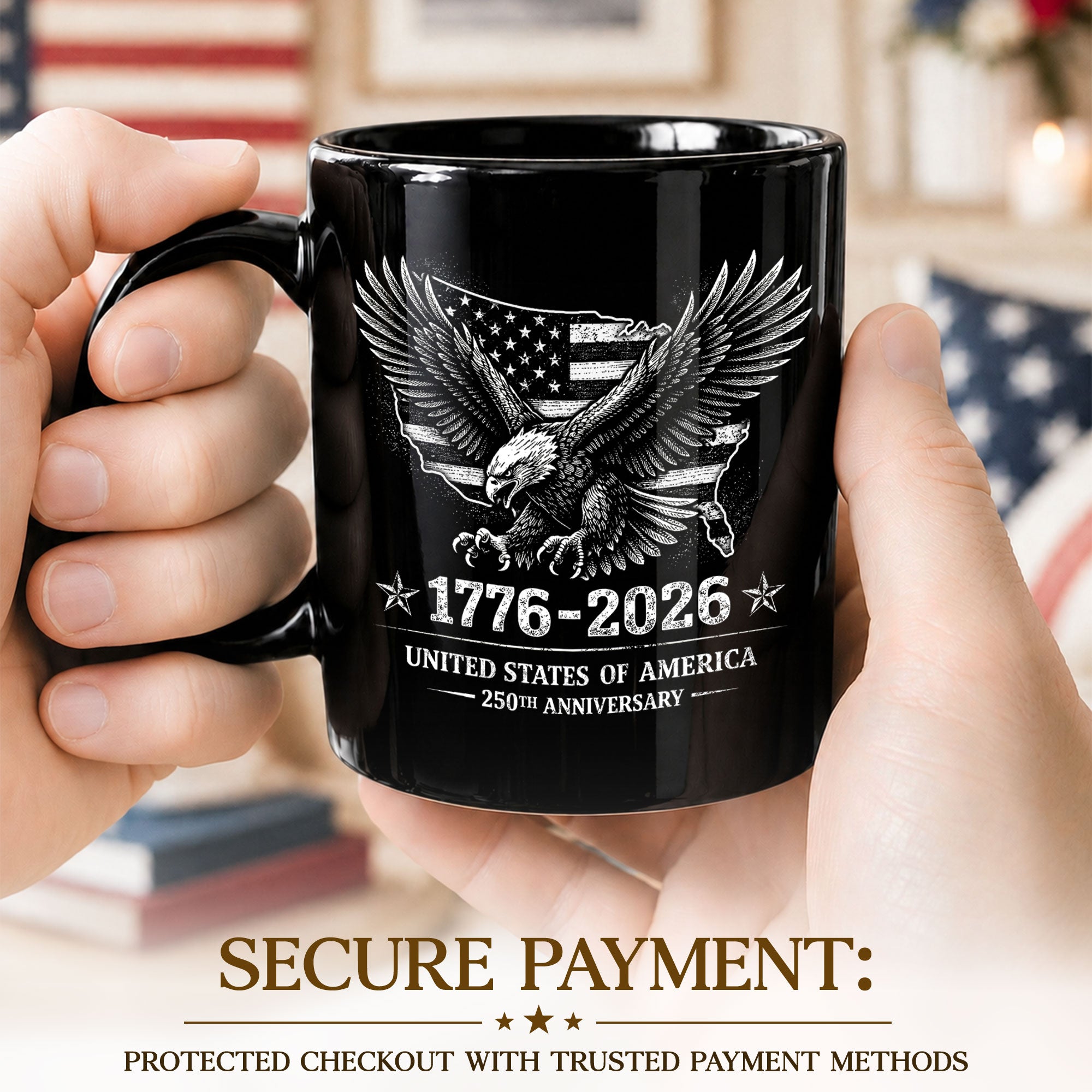1776 2026 Mug 250th Anniversary United States Of America Patriotic Eagle Ceramic Cup - Rust Field Wear