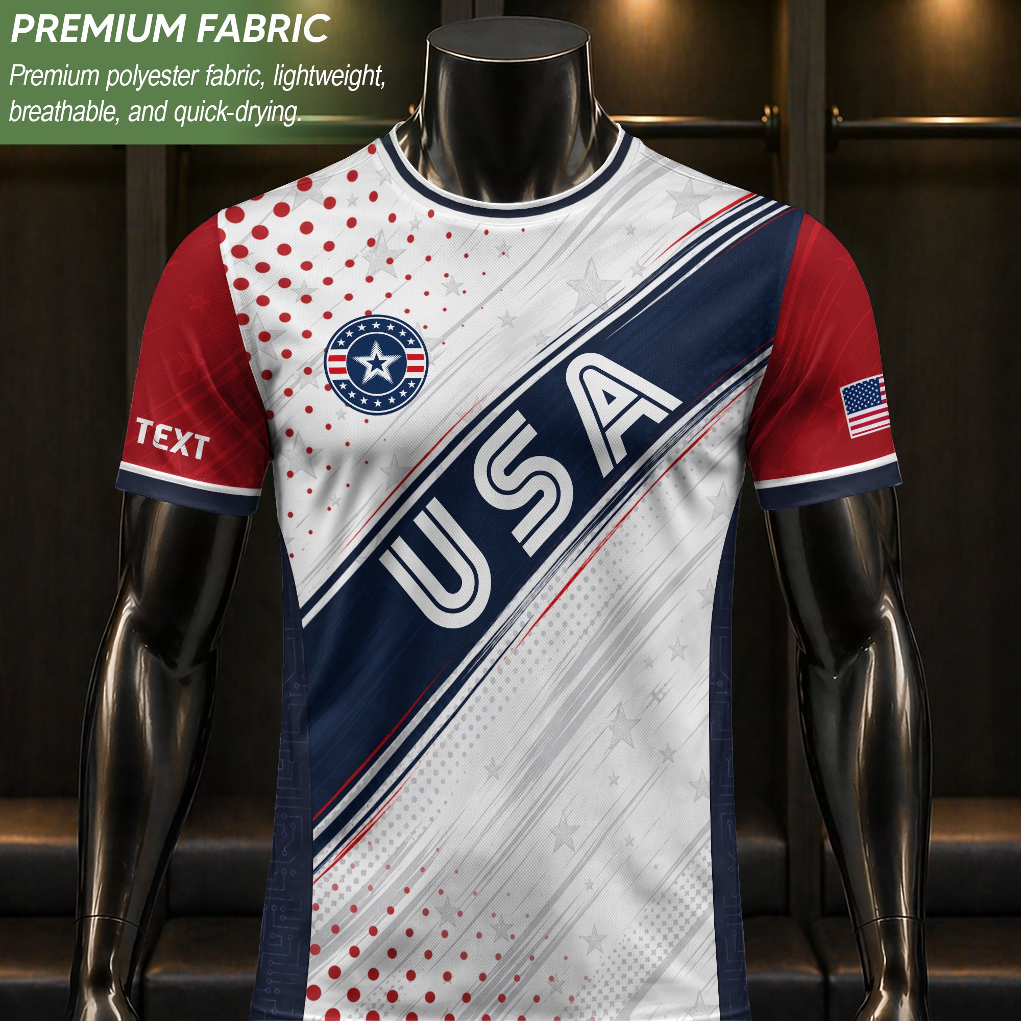 Custom Adult White Soccer Jersey - Personalized Name & Number USA Patriotic Sportswear