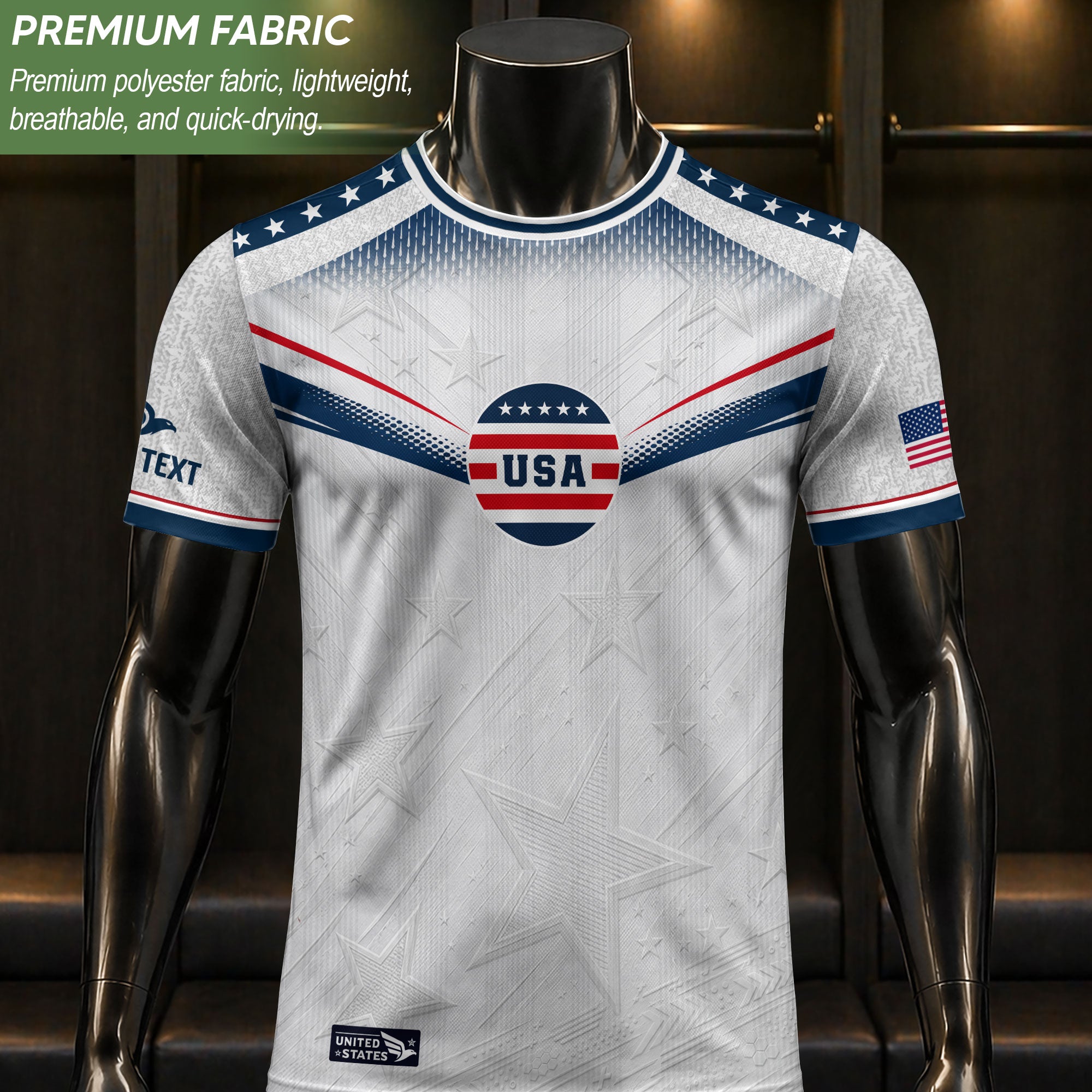 Personalized USA White Soccer Jersey - Custom Name & Number Patriotic Sports Gear
