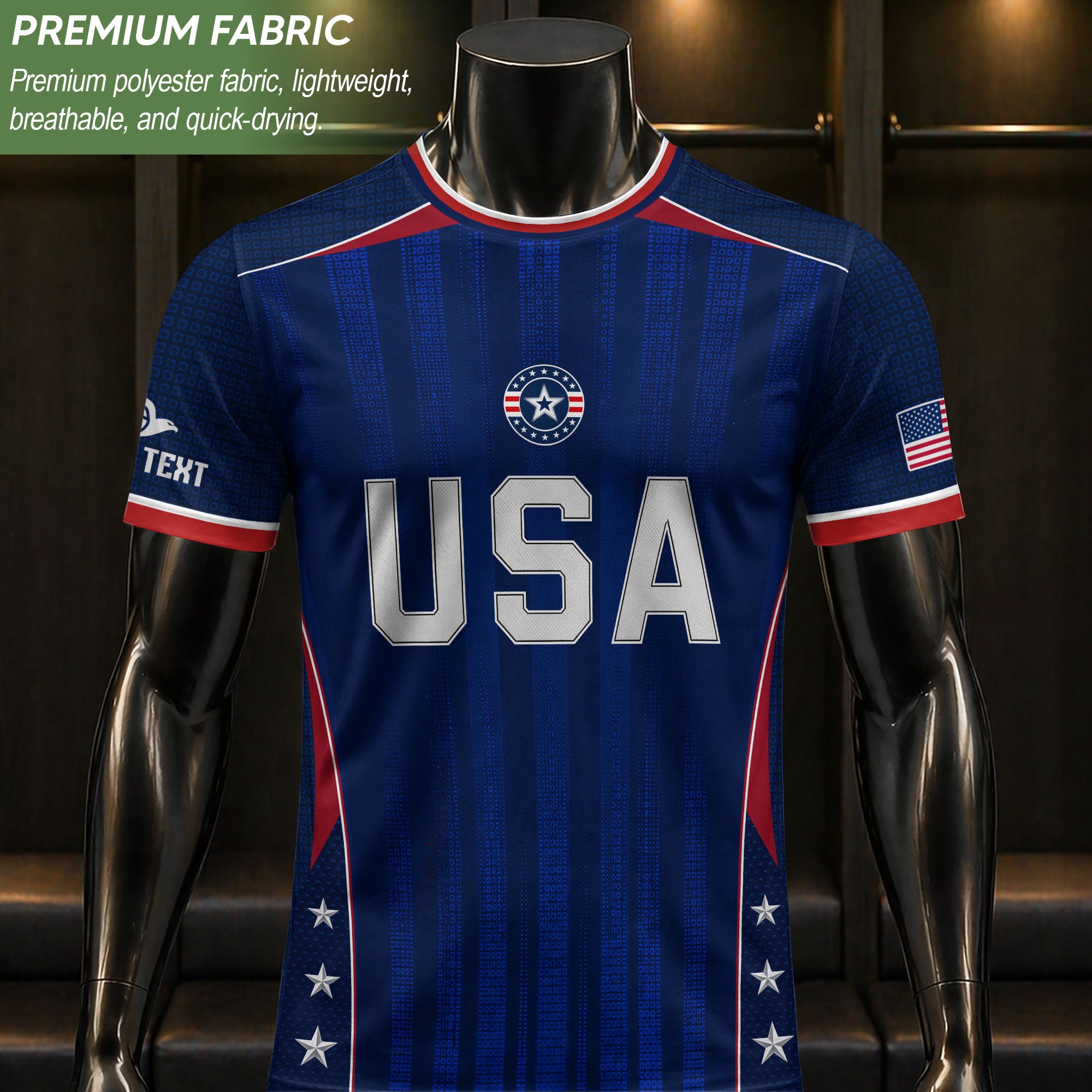 Custom Blue USA Soccer Jersey - Personalized Name & Number Patriotic Sports Shirt
