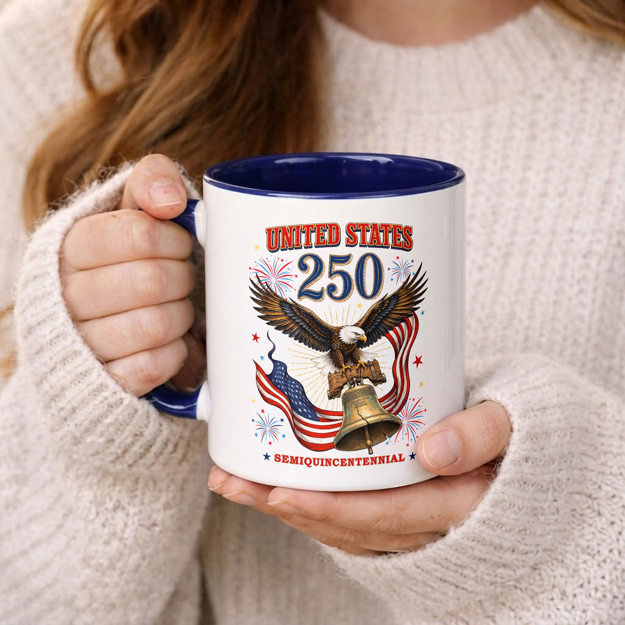 United States Accent Mug American Eagle Liberty Bell Patriotic Fireworks Gift Cup