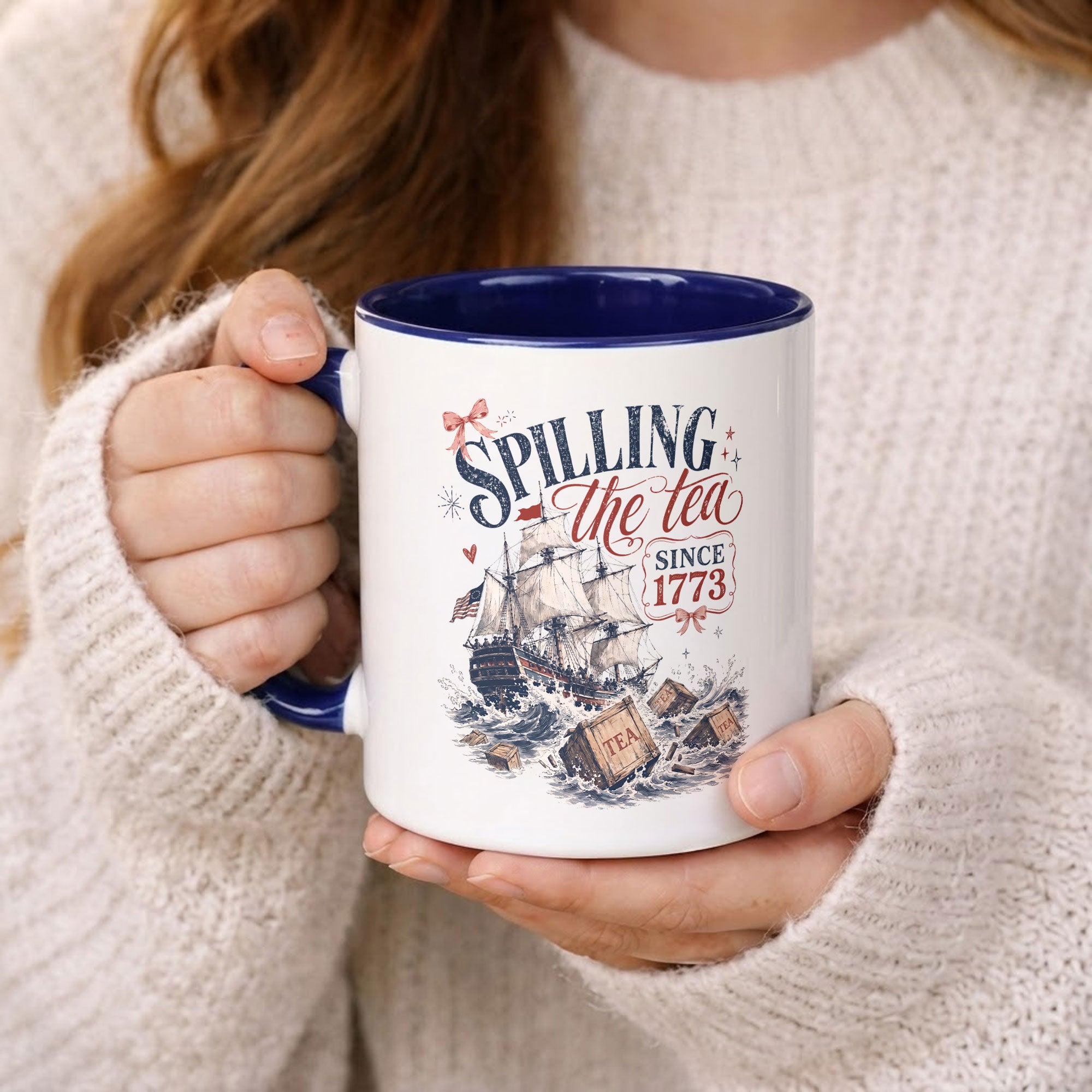 Unique Spilling The Tea Since 1773 Accent Mug Patriotic Historical Ceramic Cup