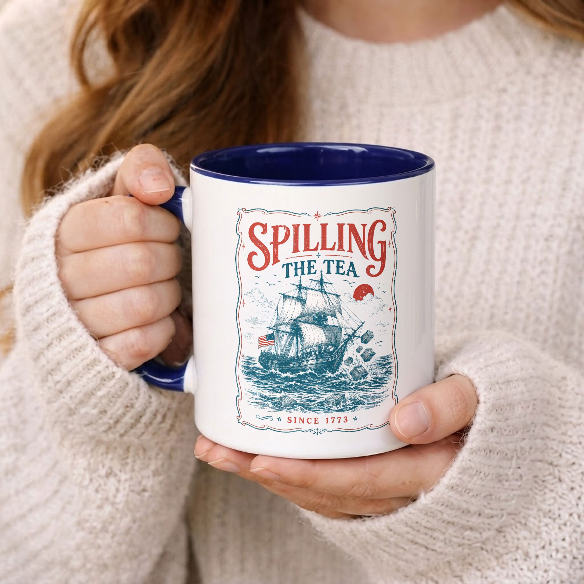 Historical Spilling The Tea Since 1773 Accent Mug Patriotic Ceramic Beverage Cup