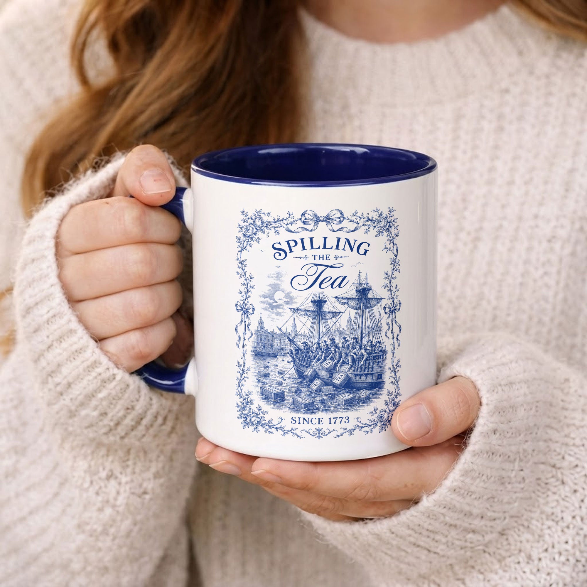 Classic Spilling The Tea Since 1773 Accent Mug Patriotic Historical Ceramic Vessel