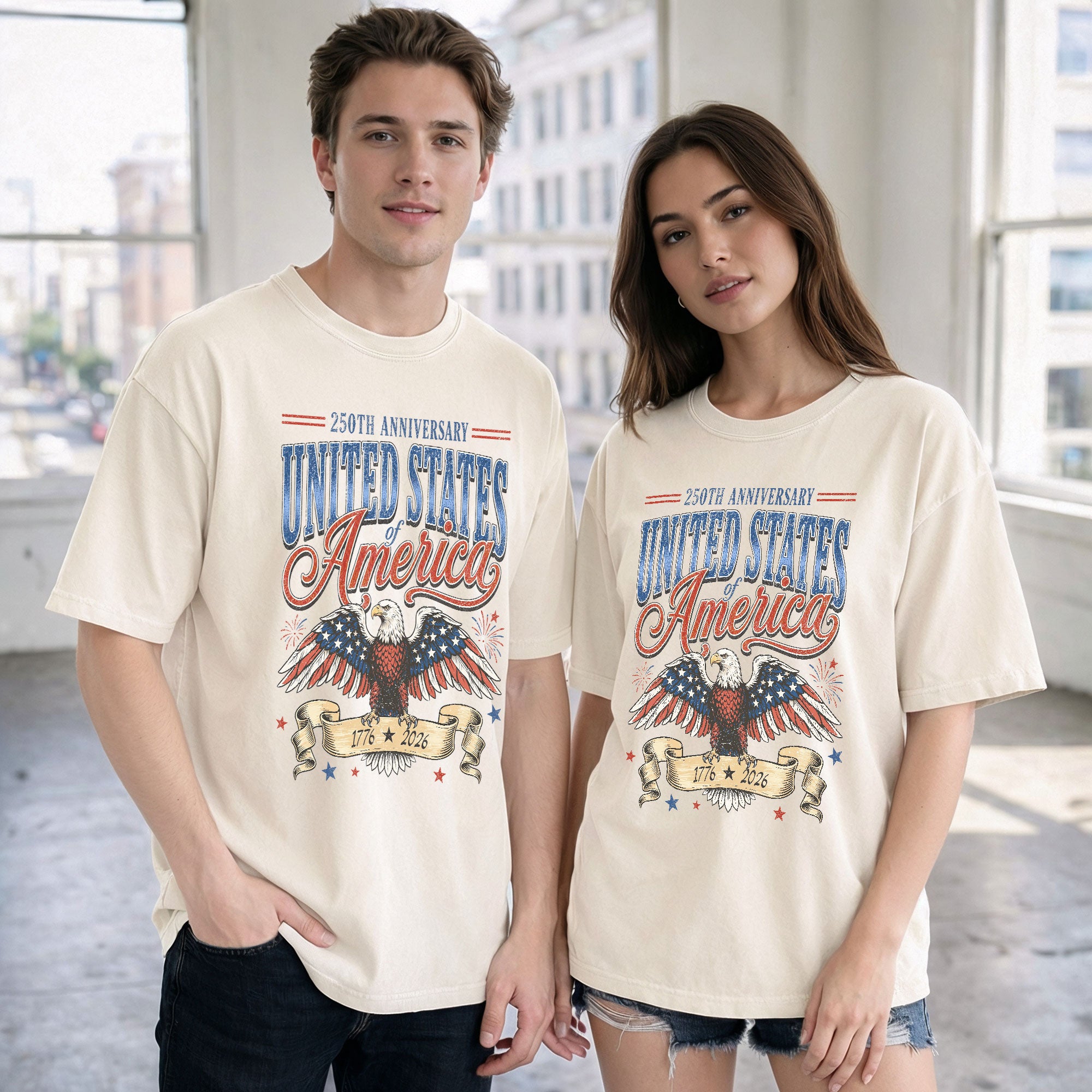 United States of America Shirt Vintage 1776 2026 Eagle 250th Anniversary Comfort Tee - Rust Field Wear