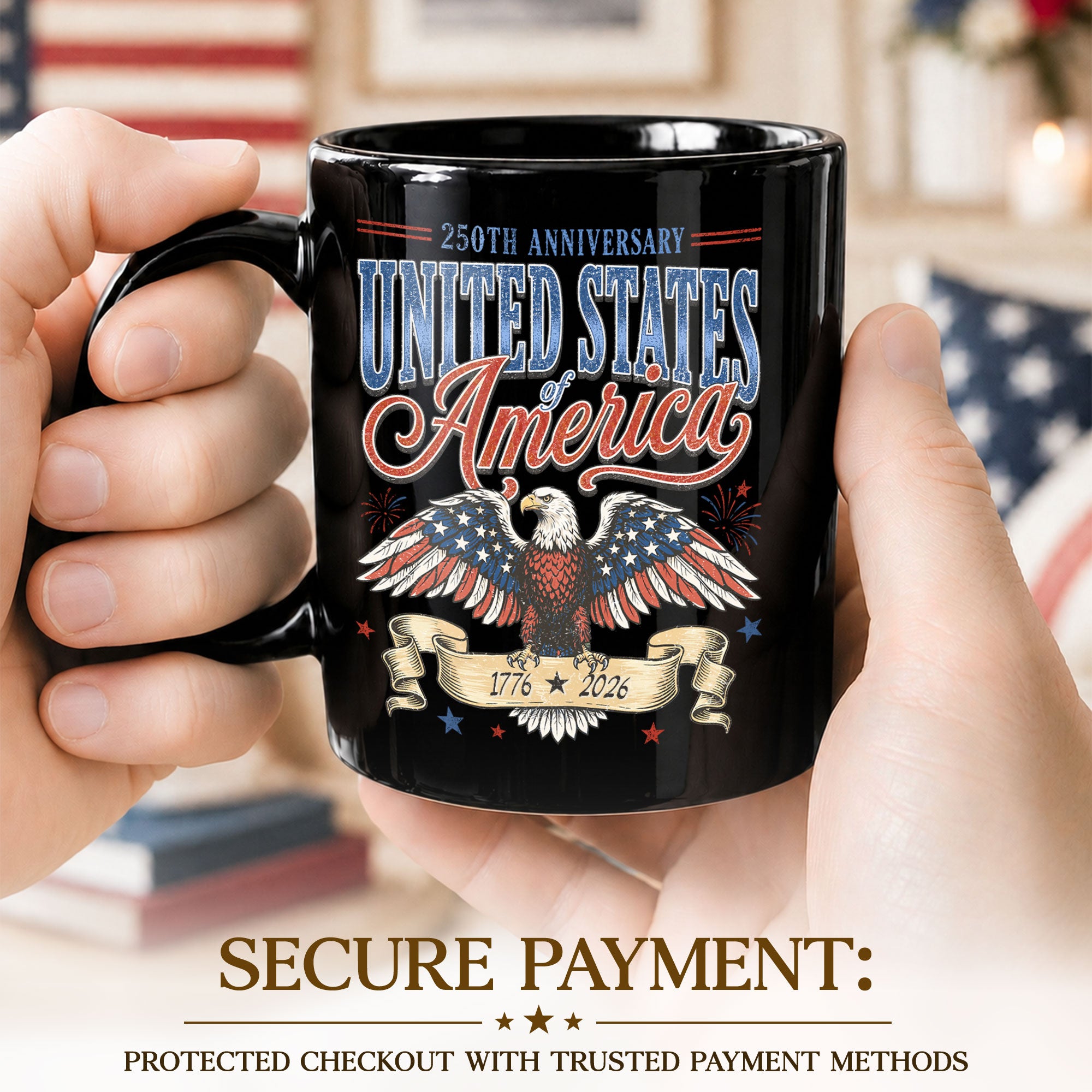 1776-2026 Patriotic Eagle Ceramic Mug – Vintage Anniversary Keepsake Drinkware
