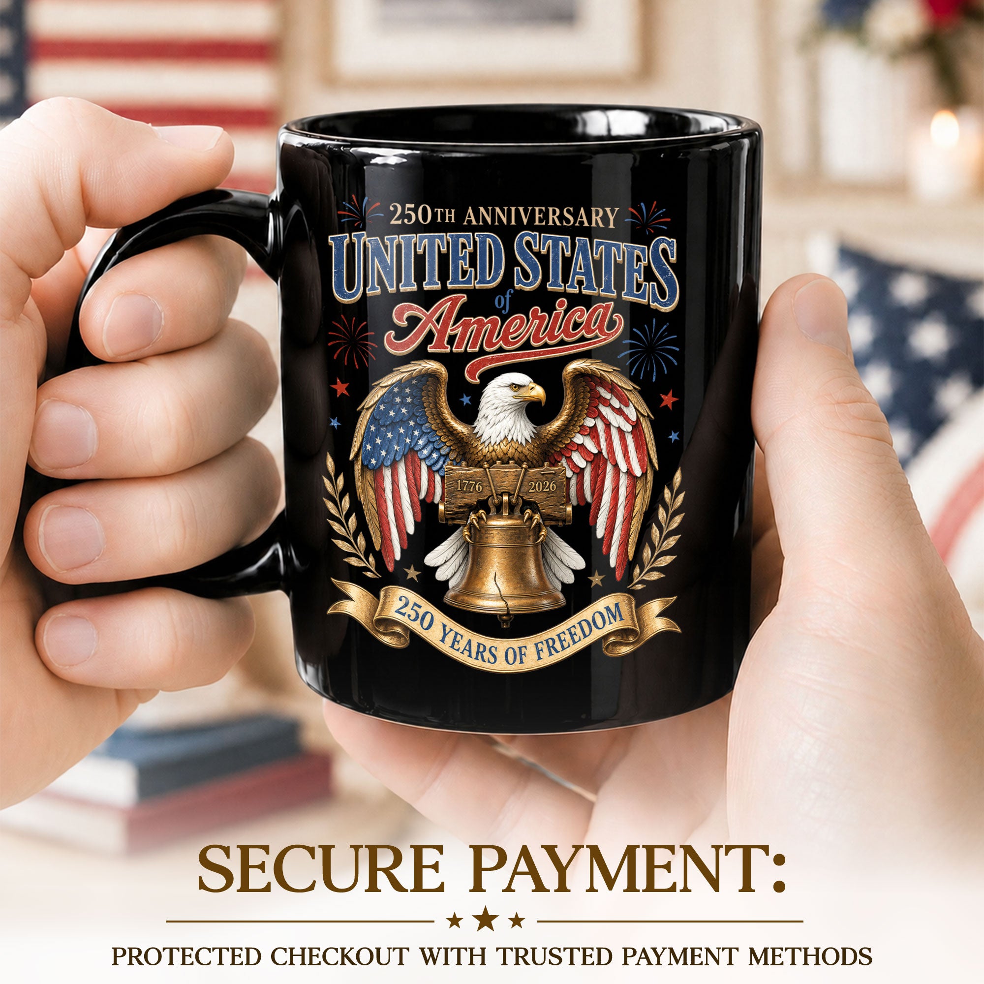 250 Years of Freedom Ceramic Mug – Patriotic Eagle Historical Anniversary Gift Item