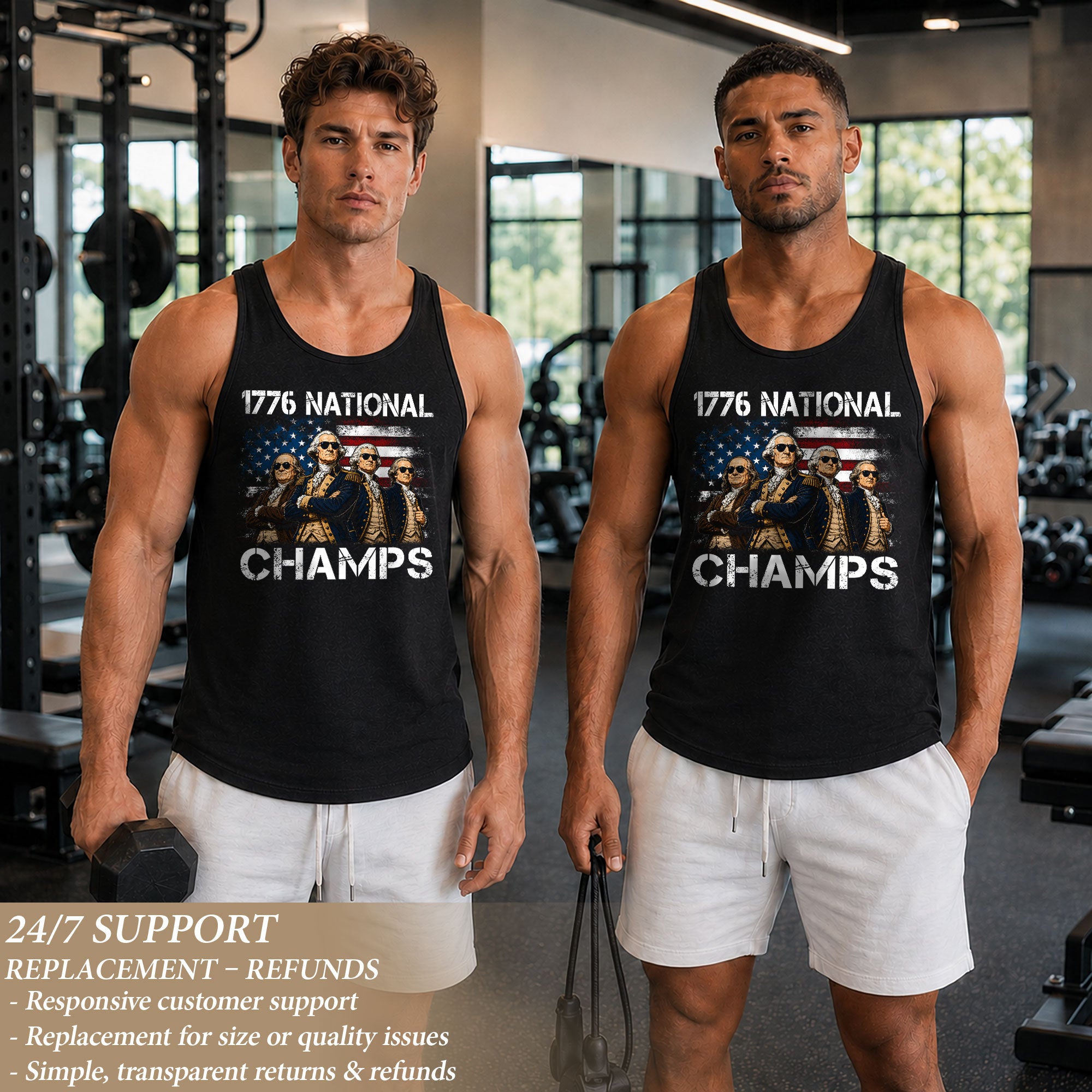 1776 National Champs Men’s Tank Top - Patriotic Founding Fathers Graphic Sleeveless Tee