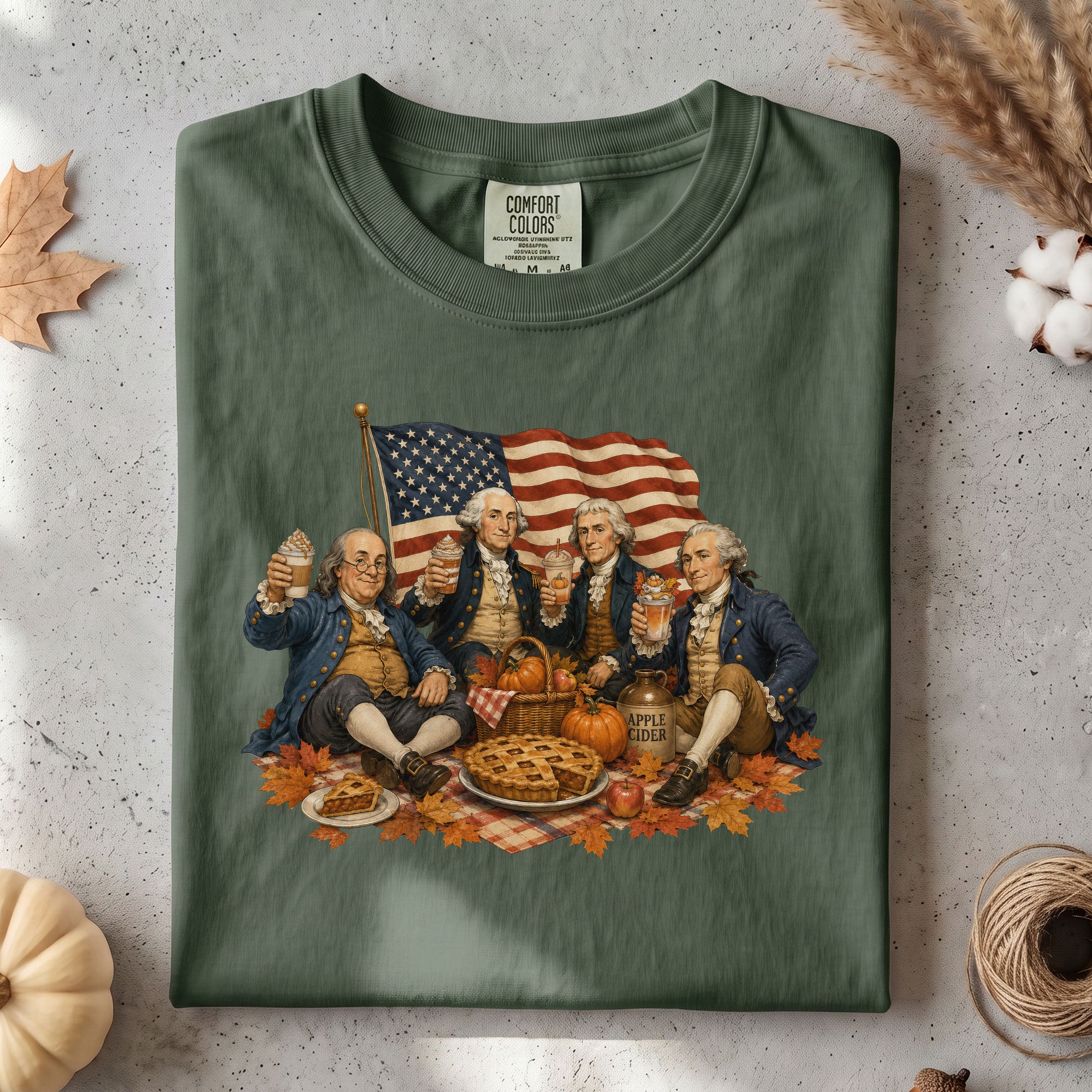 Vintage Founding Fathers Fall T-Shirt - Patriotic Harvest Graphic Tee for Autumn Lovers