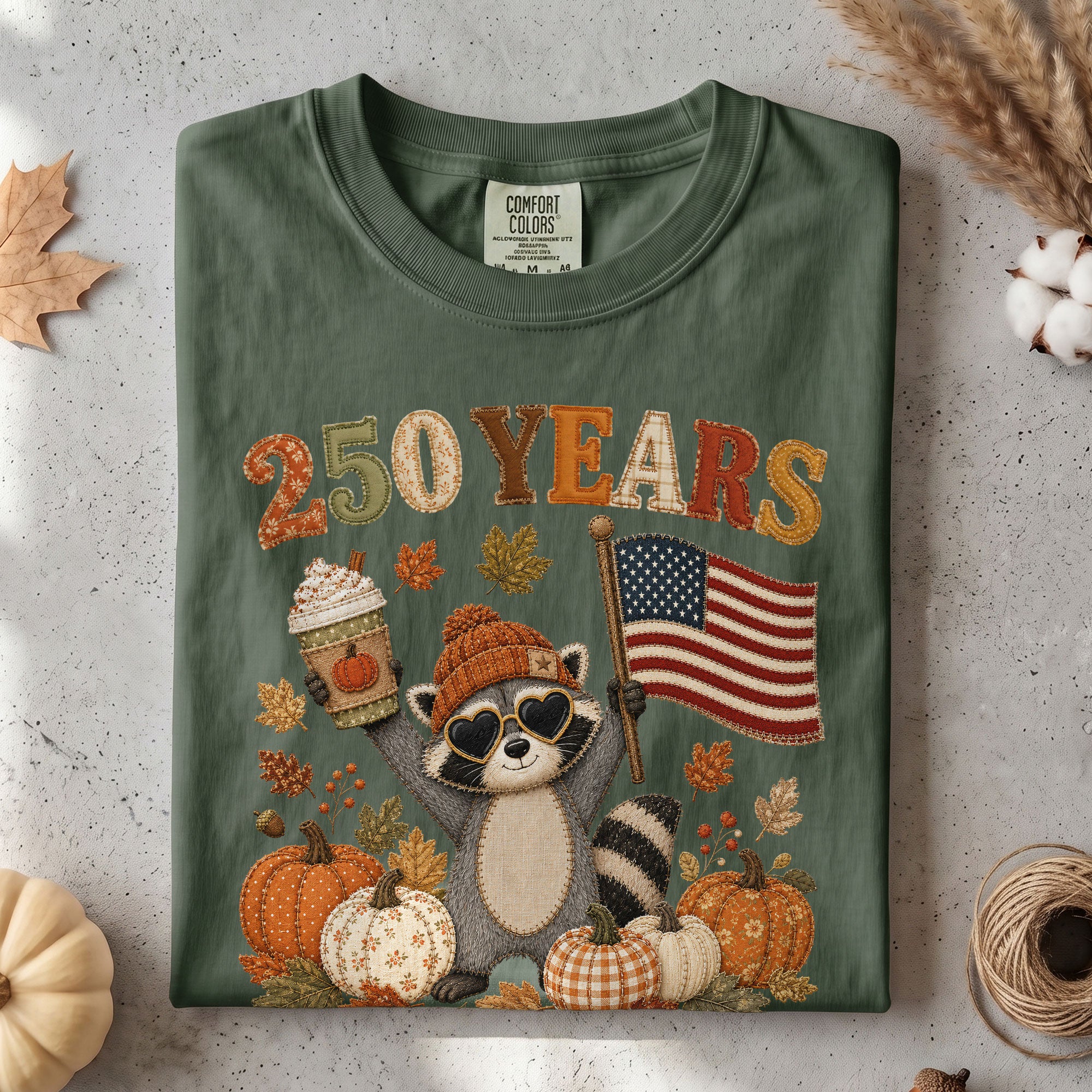 Vintage Style Raccoon 250 Years Fall Shirt: Cozy Pumpkin Autumn Seasonal Graphic Tee