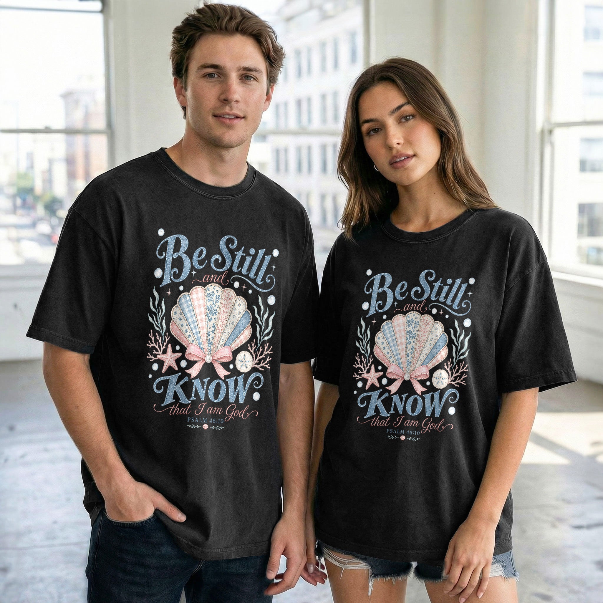 Be Still And Know Shirt Seashell Beach Ocean Christian Psalm 46 10 Faith Graphic Tee