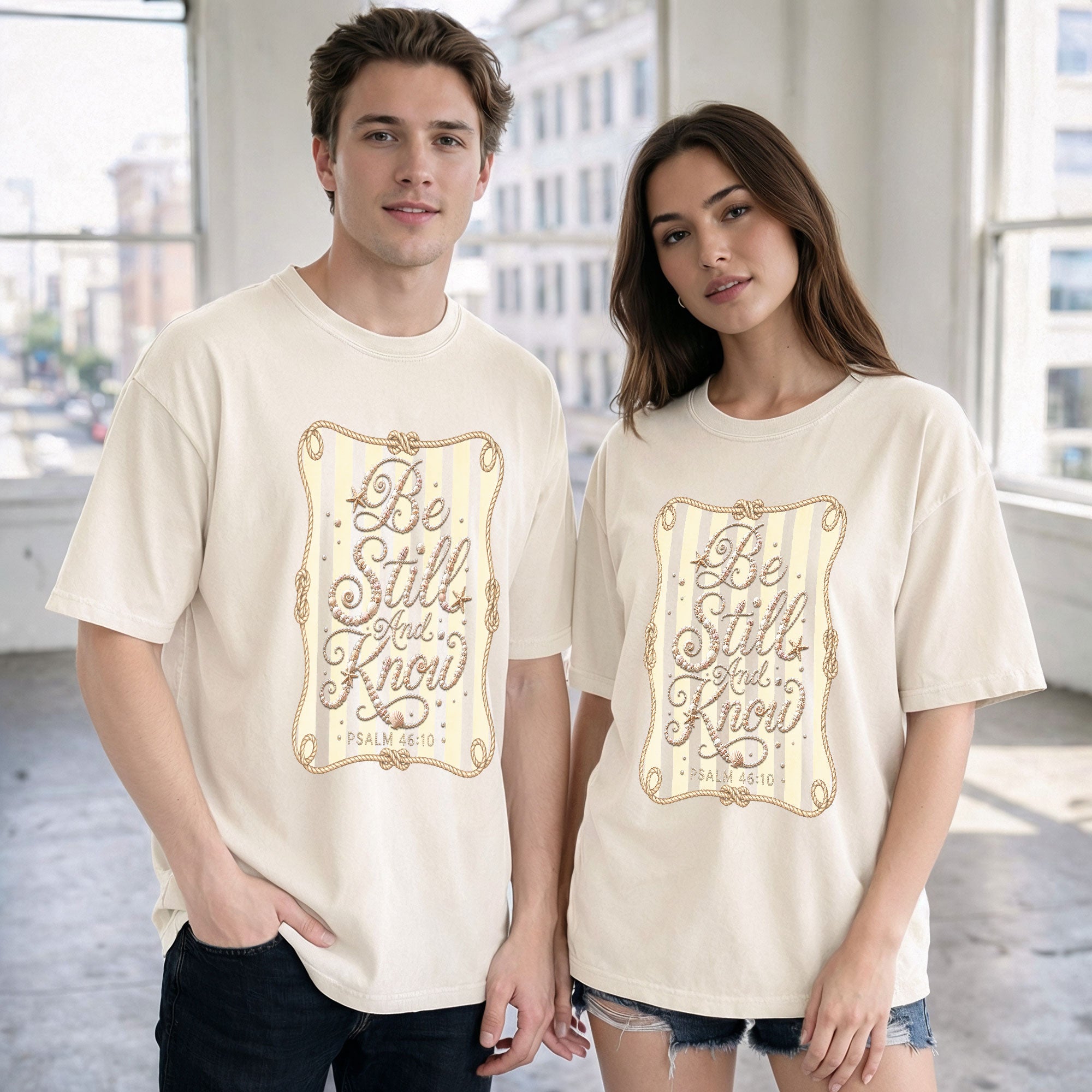 Be Still And Know Shirt Nautical Rope Coastal Beach Christian Psalm 46 10 Graphic Tee
