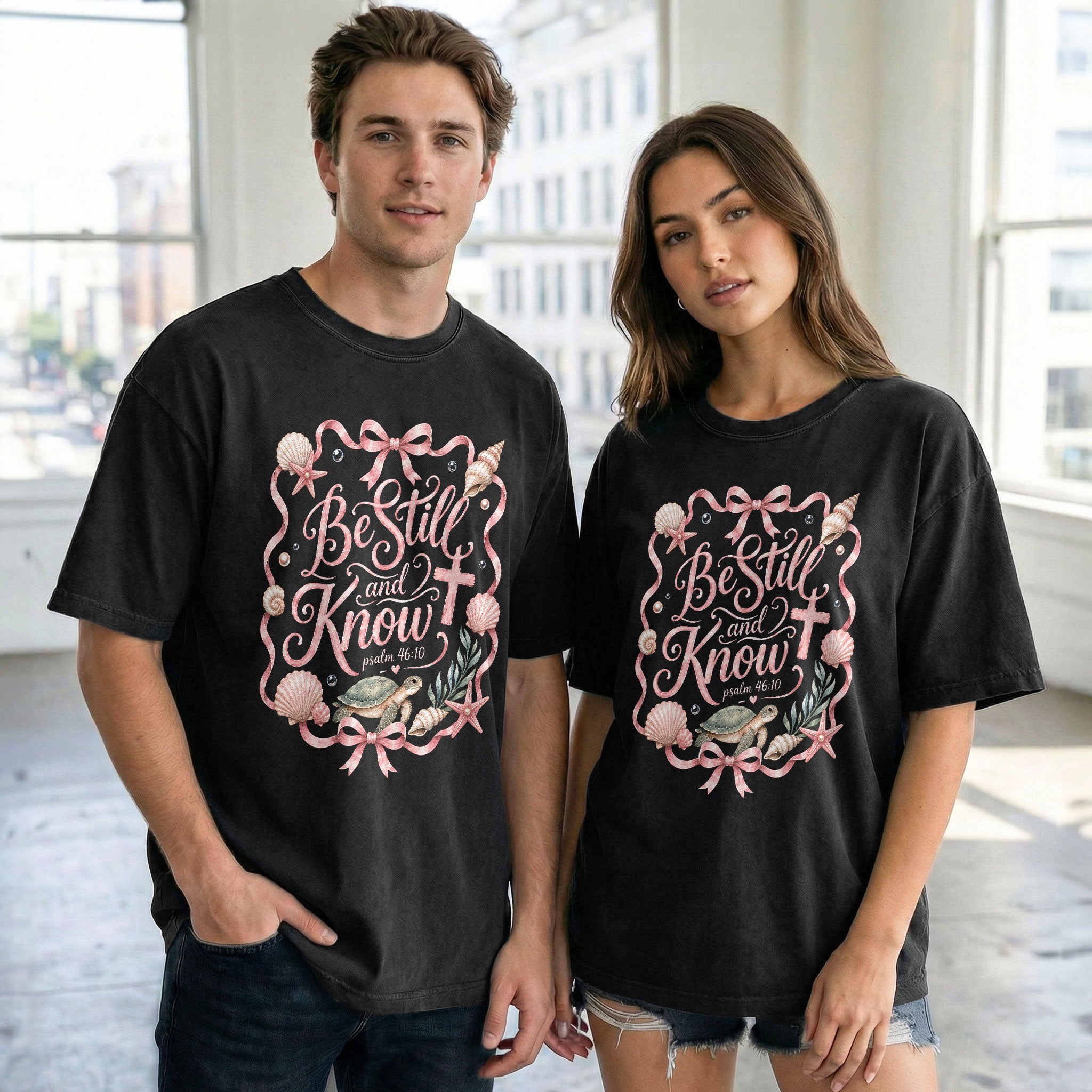 Be Still And Know Shirt Sea Turtle Beach Christian Psalm 46 10 Faith Women Graphic Tee