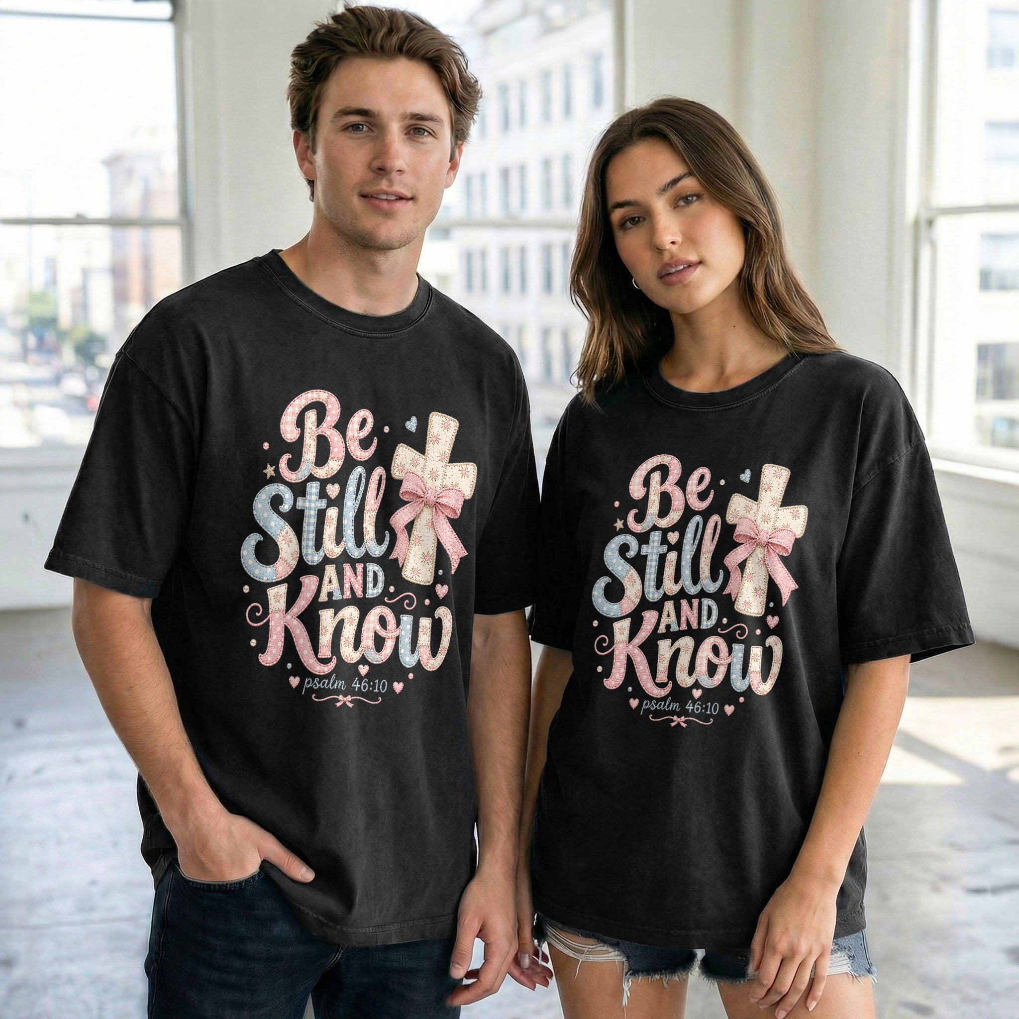 Be Still And Know Shirt Patchwork Cross Bow Christian Psalm 46 10 Faith Graphic Tee