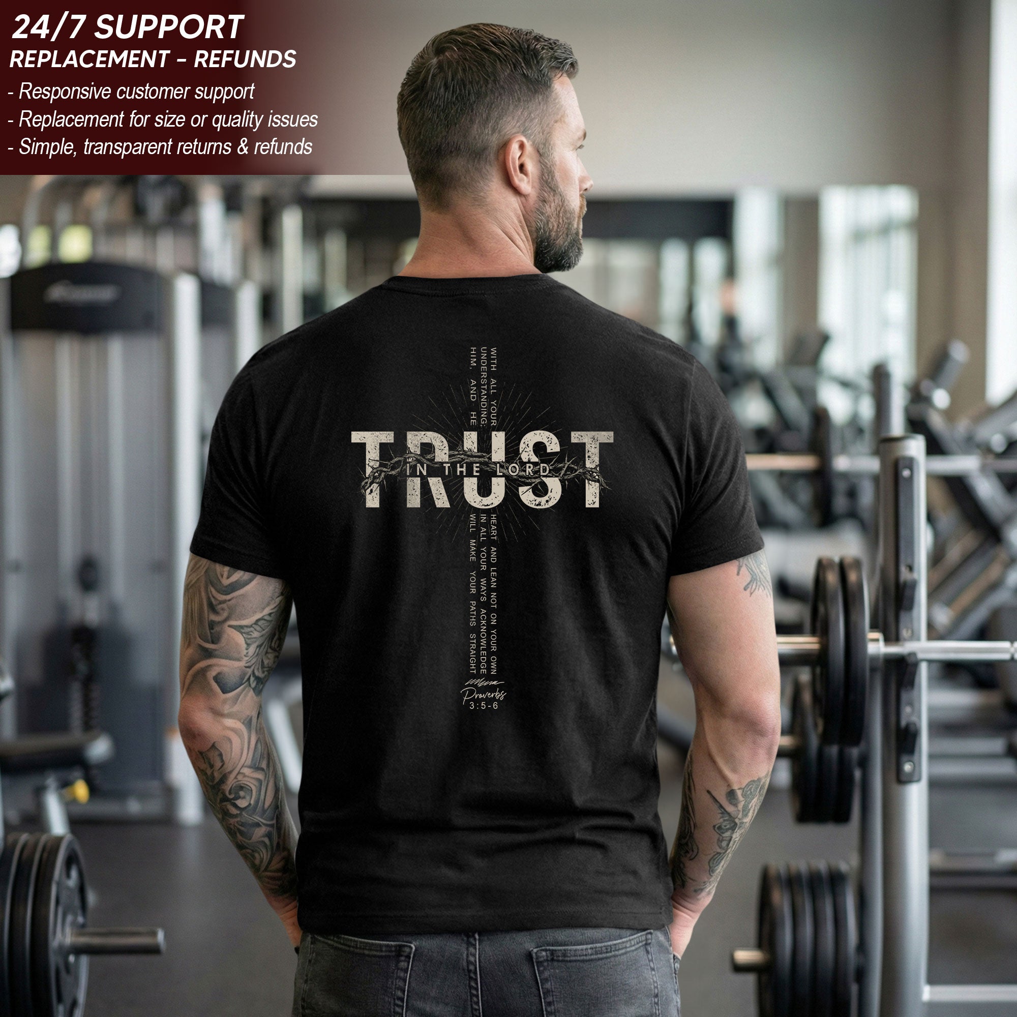 Trust In The Lord Christian Cross Faith Shirt Inspirational Religious Graphic Tee