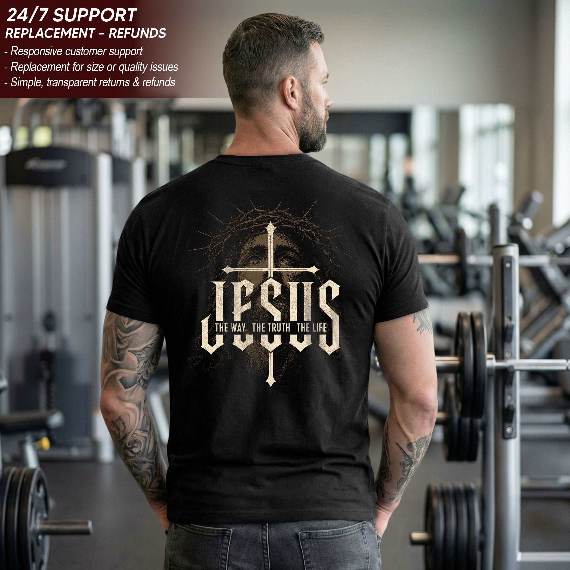 Jesus The Way The Truth The Life Shirt Crown Of Thorns Faith Christian Cross T-Shirt upsale