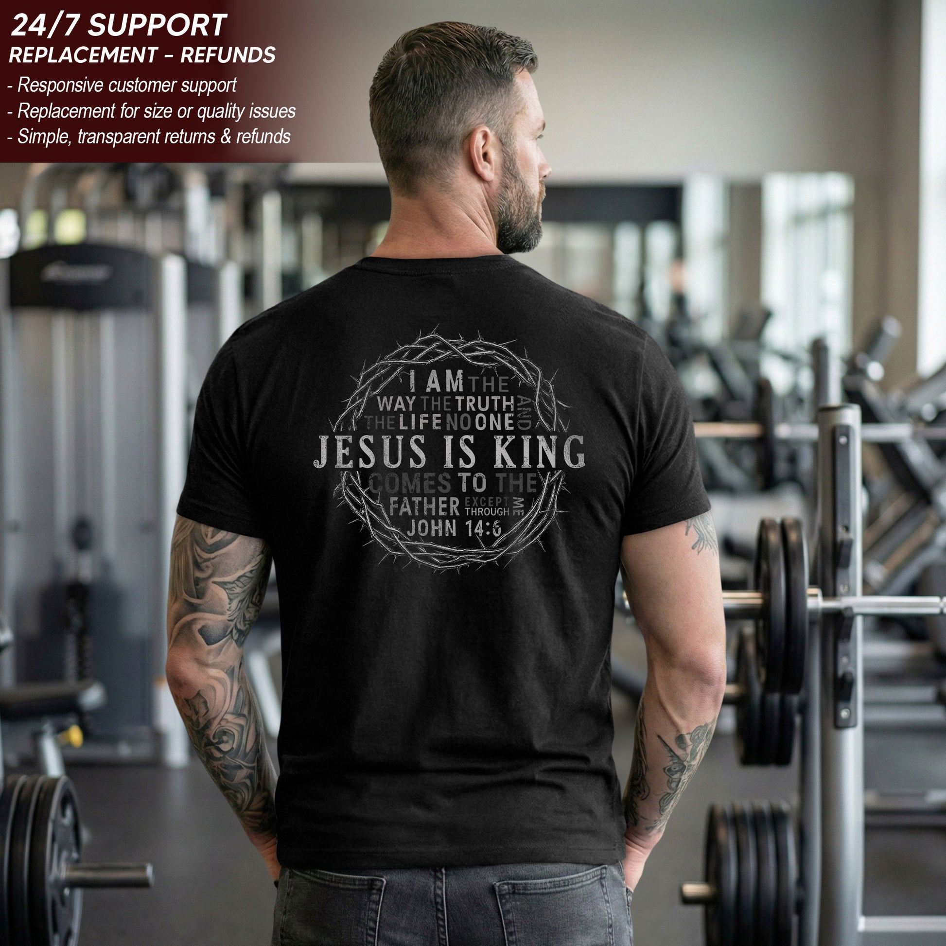 Jesus Is King T Shirt Christian John 14 6 Bible Verse Ring Of Thorns Religious Tee - Rust Field Wear