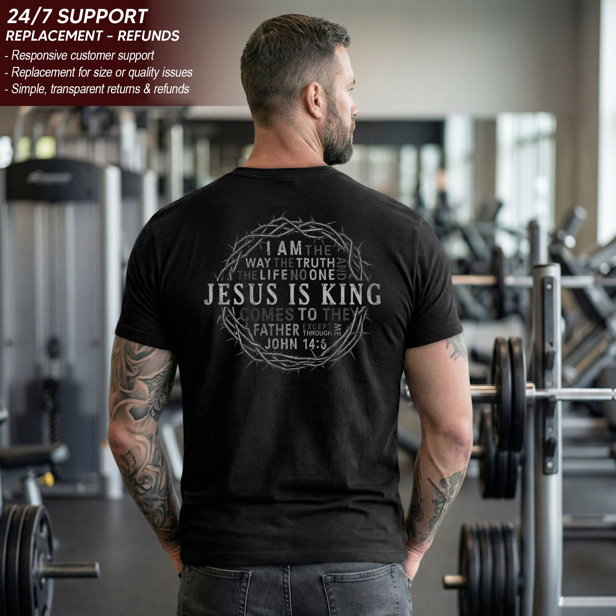 Jesus Is King T Shirt Christian John 14 6 Bible Verse Ring Of Thorns Religious Tee - Rust Field Wear