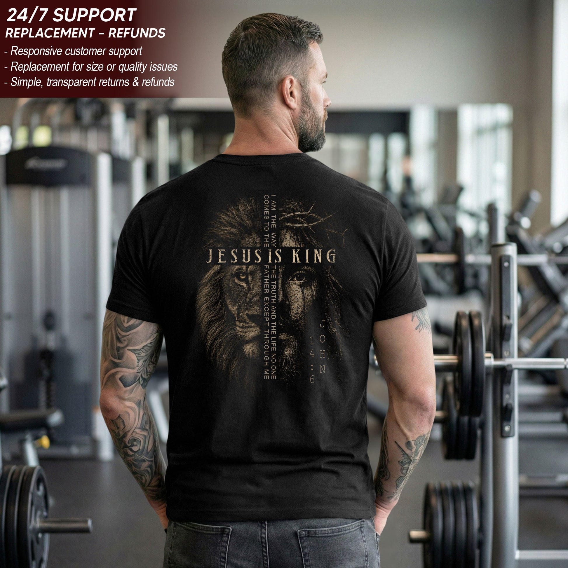 Jesus Is King T Shirt Christian Lion Cross John 14 6 Bible Verse Religious Tee Apparel - Rust Field Wear