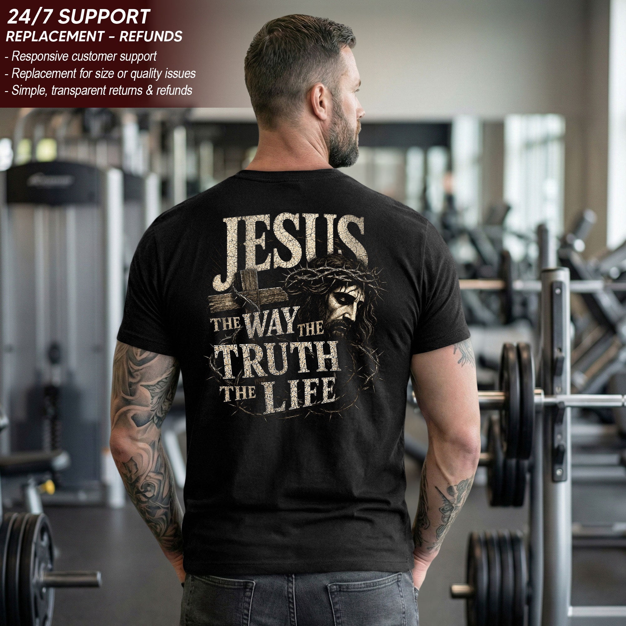 Jesus Side Profile Crown Of Thorns The Way The Truth The Life Christian T Shirt Men