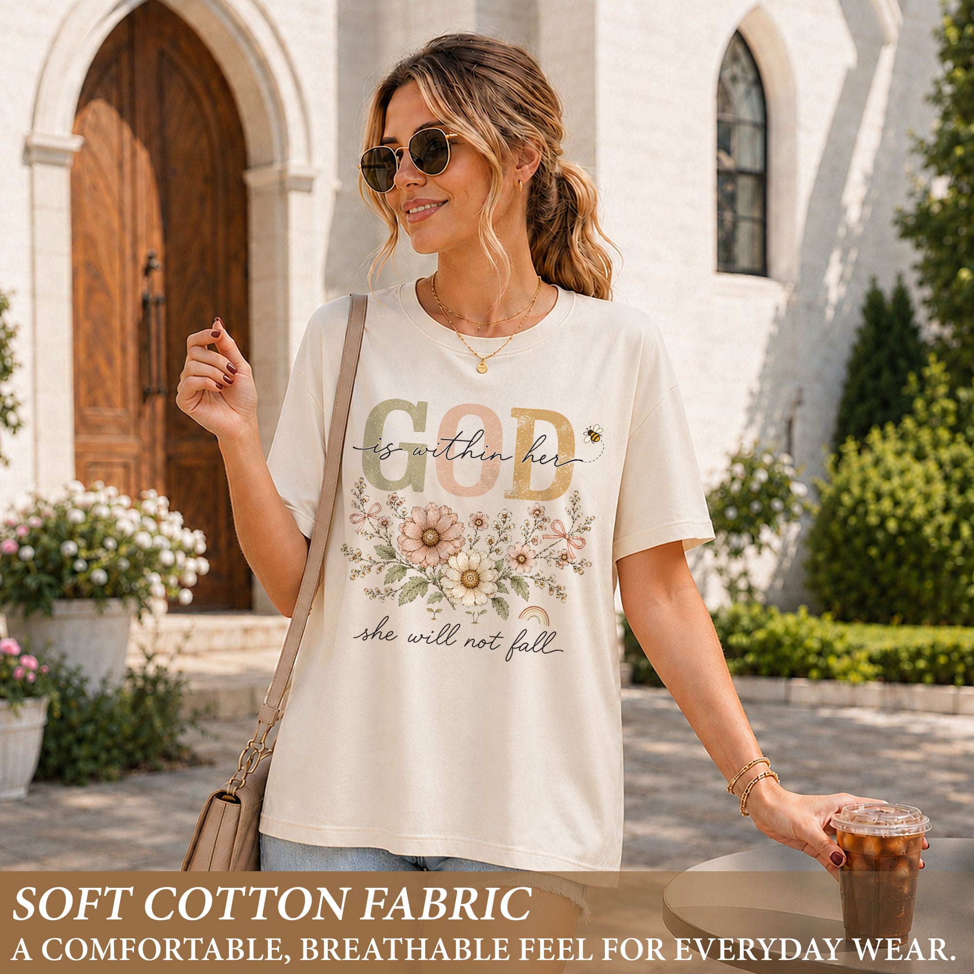 God Is Within Her She Will Not Fall Shirt Daisy Bee Christian Psalm 46 5 Graphic Tee