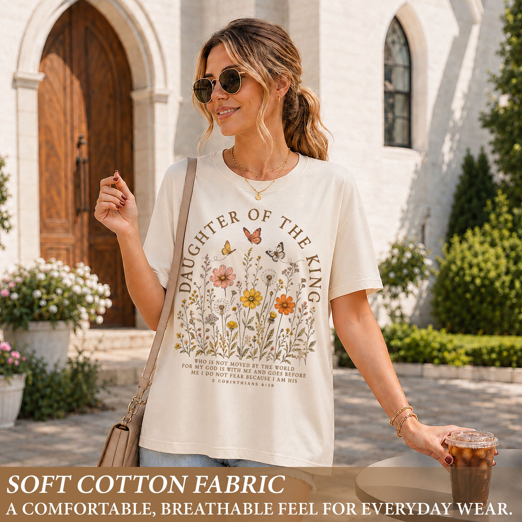 Daughter Of The King Shirt Butterfly Christian 2 Corinthians 6 18 Faith Graphic Tee