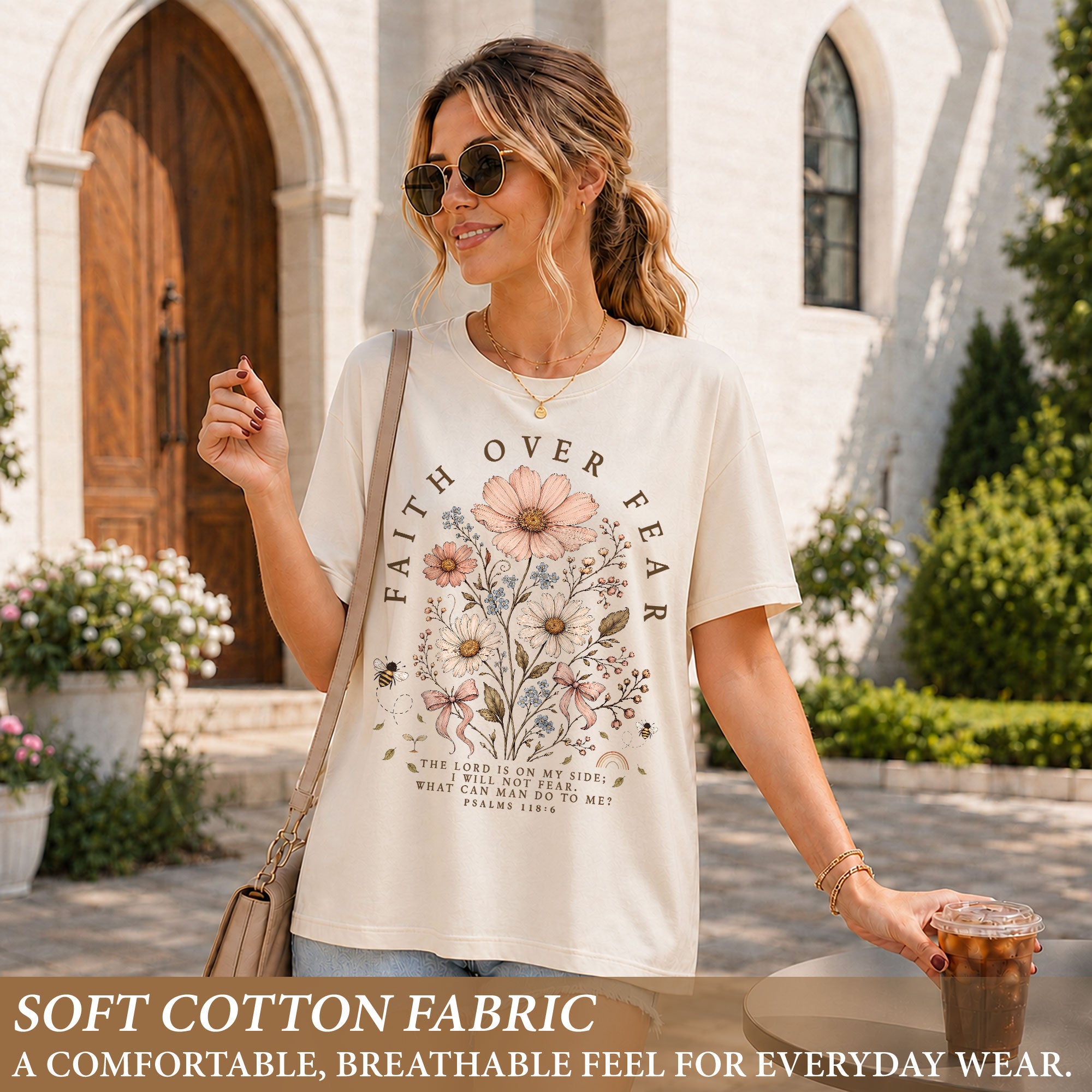 Faith Over Fear Shirt Wildflower Daisy Christian Psalm 118 6 Bible Verse Graphic Tee