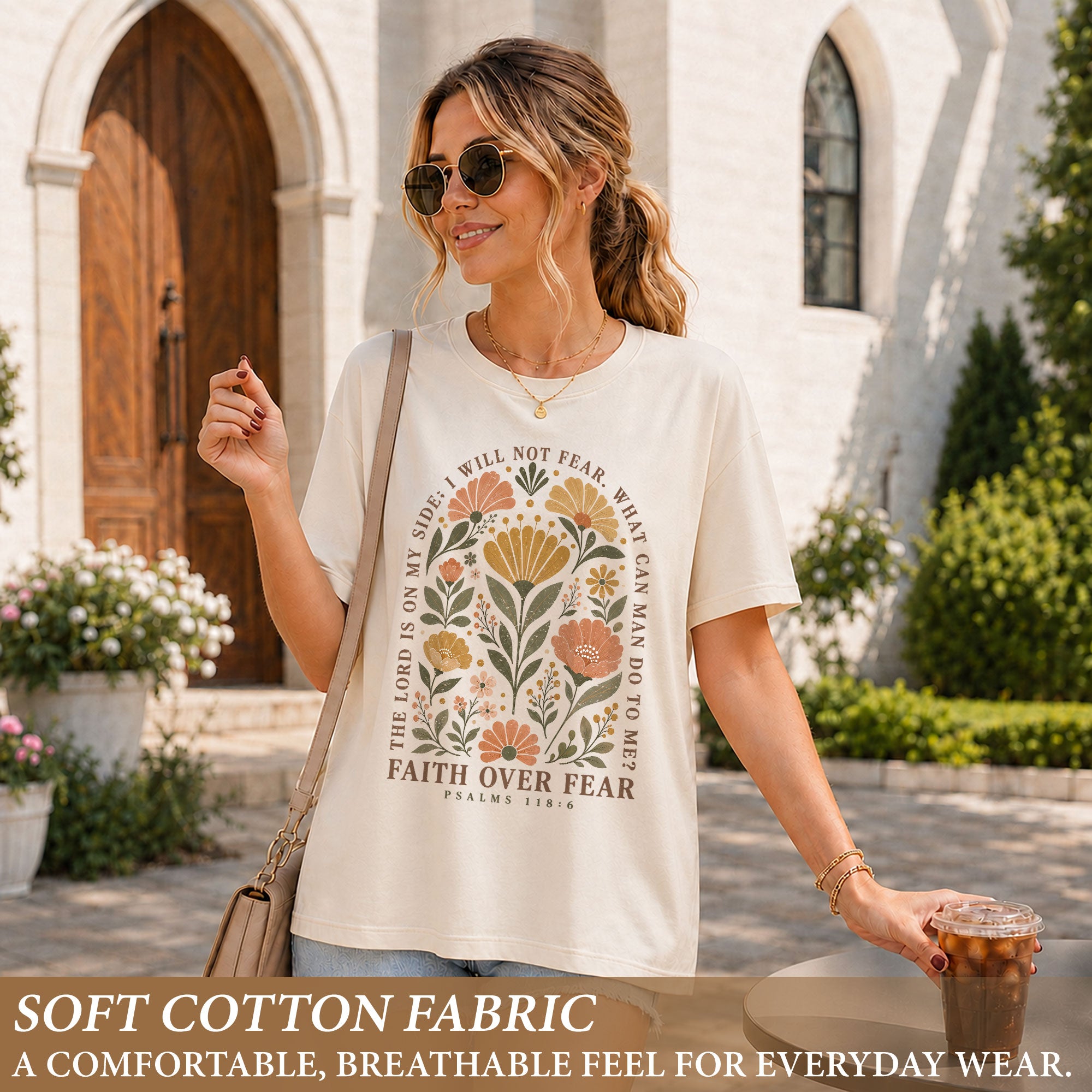 Faith Over Fear Shirt Floral Christian Psalm 118 6 Bible Verse Women Graphic Tee