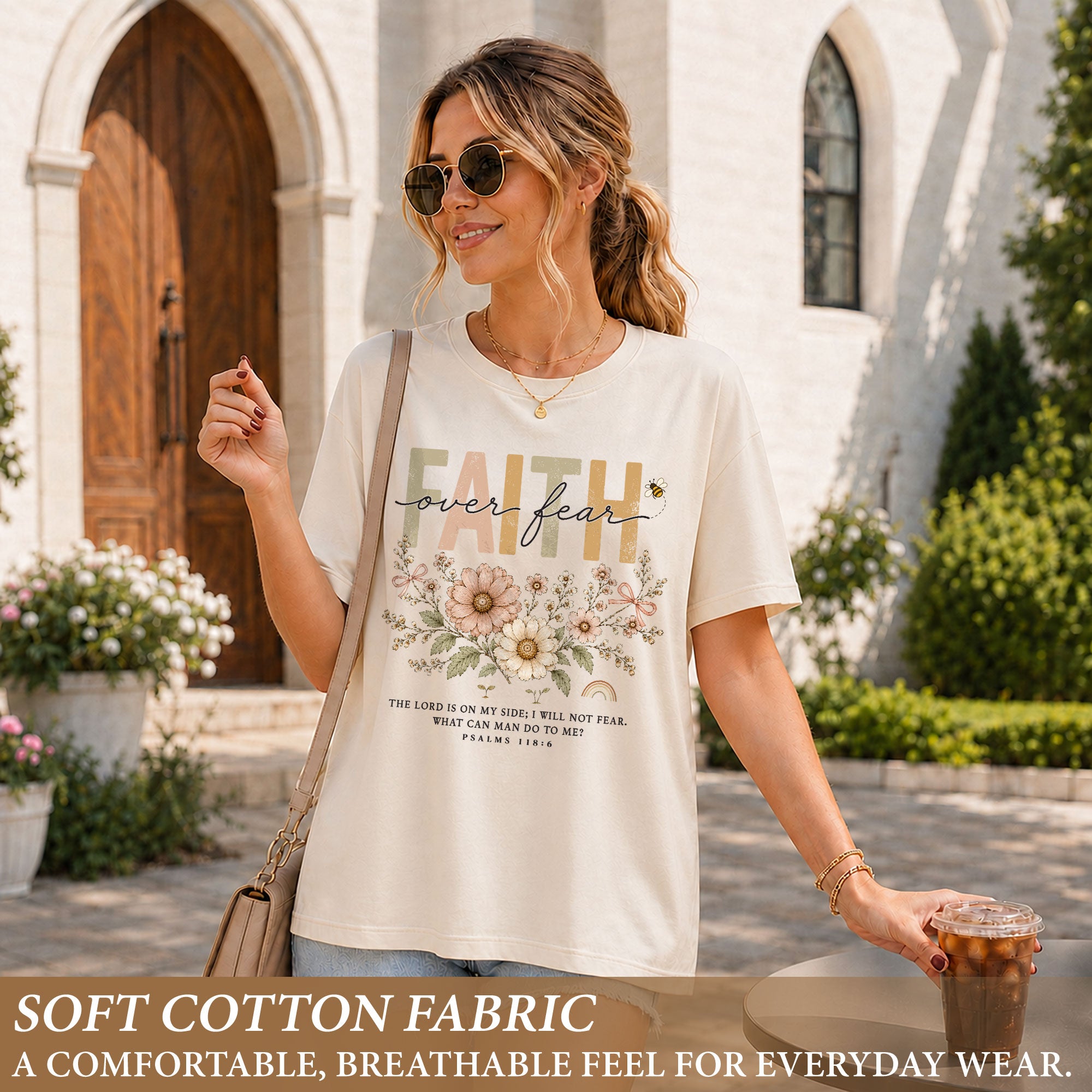 Faith Over Fear Shirt Daisy Bee Christian Psalm 118 6 Scripture Faith Graphic Tee