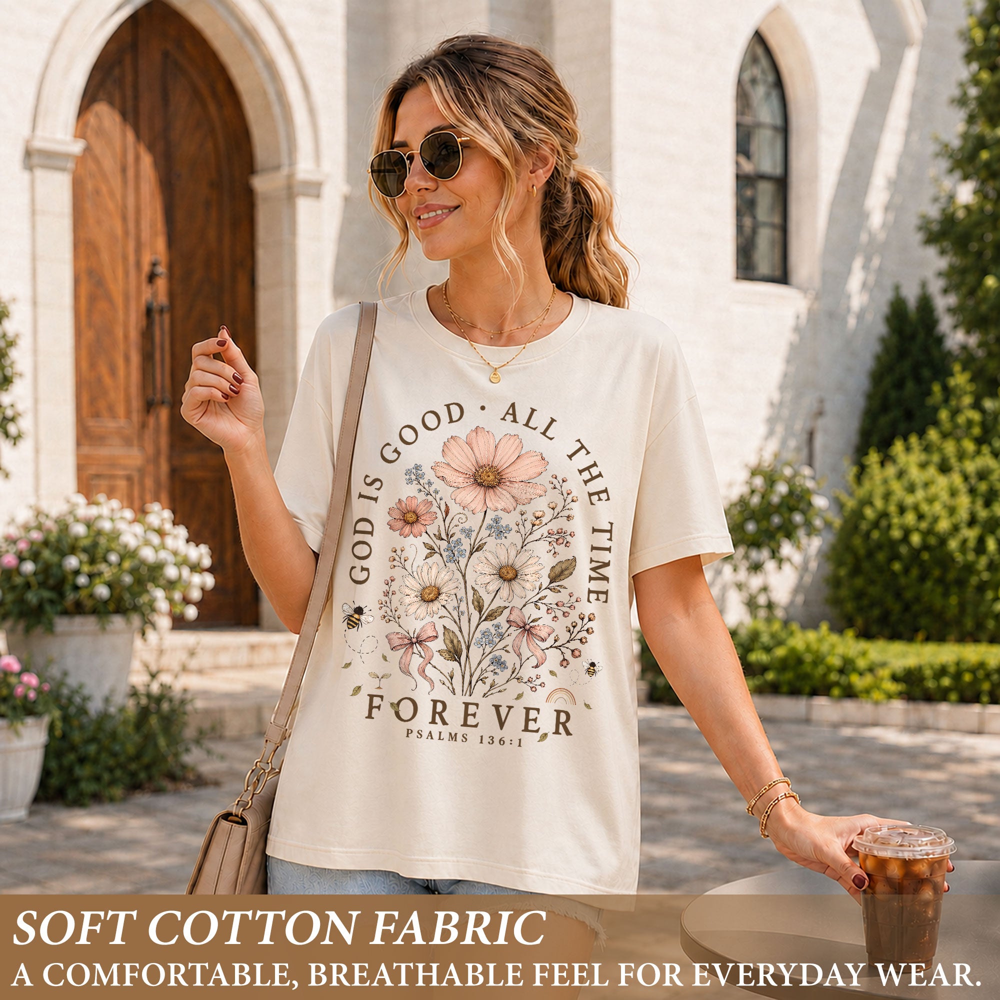 God Is Good All The Time Shirt Wildflower Christian Psalms 136 1 Faith Graphic Tee