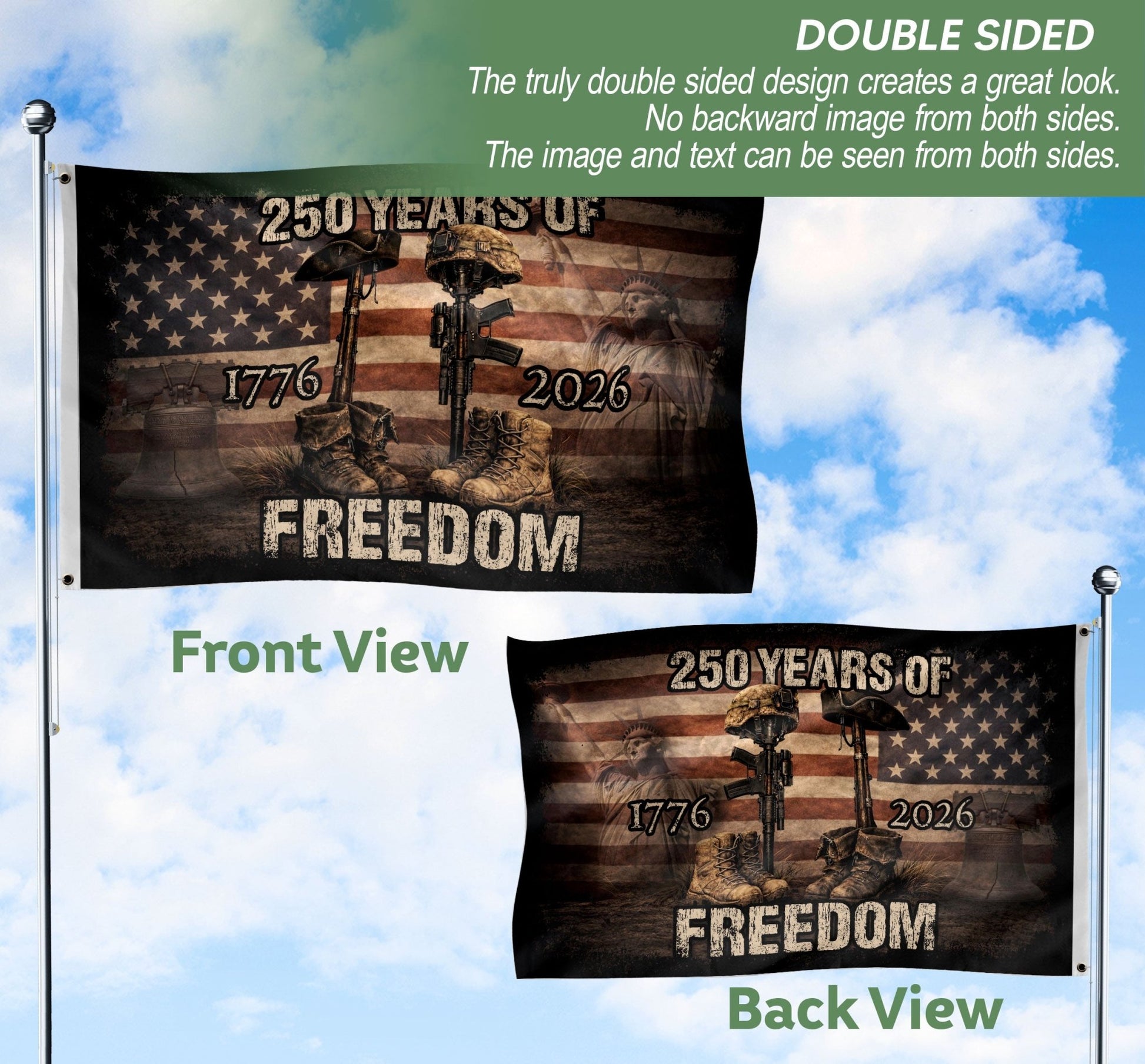 United States 250th Anniversary Flag 1776–2026, American Heritage Patriotic Banner - Rust Field Wear