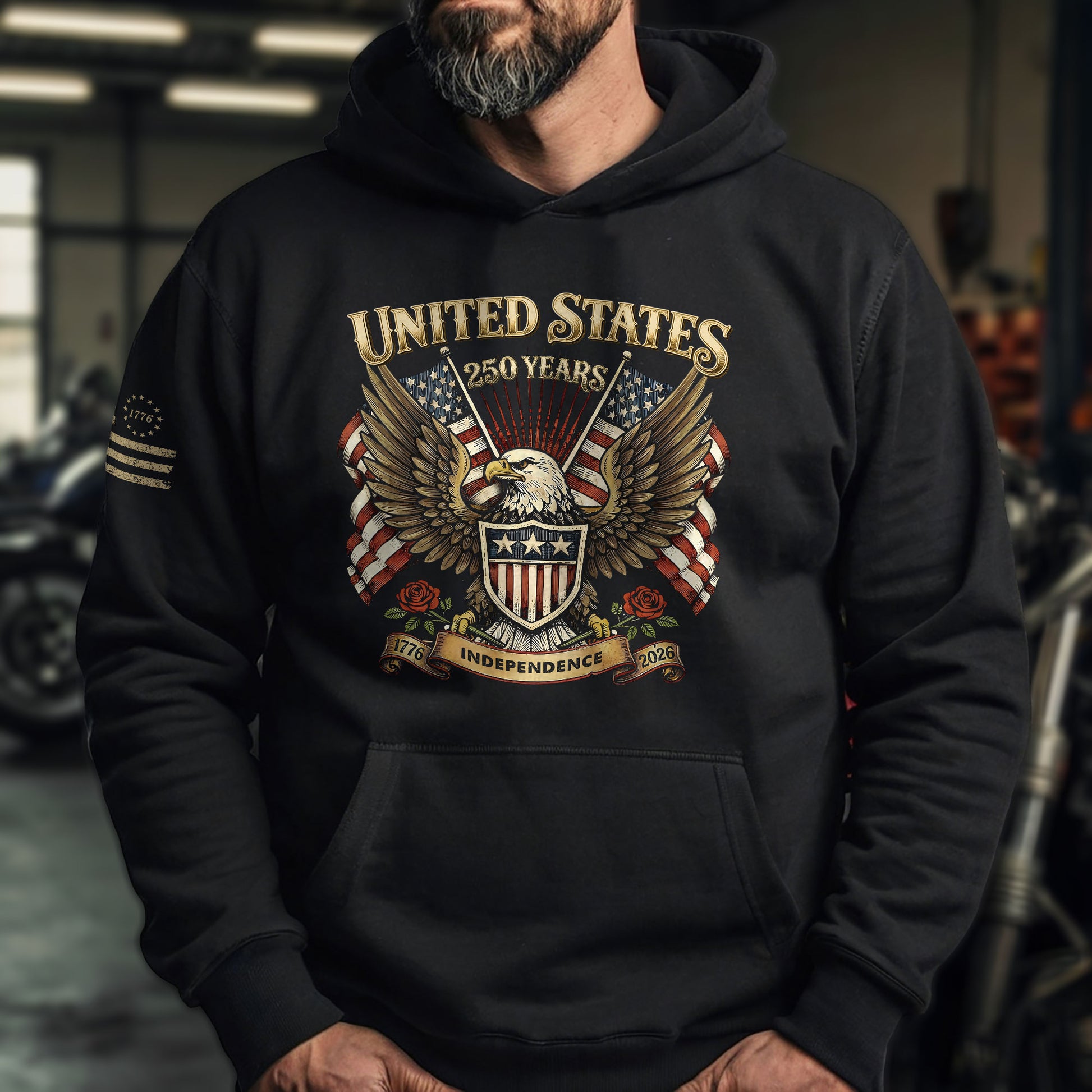 USA 250th Anniversary Hoodie 1776–2026 Historic Voyage Freedom Heritage - Rust Field Wear