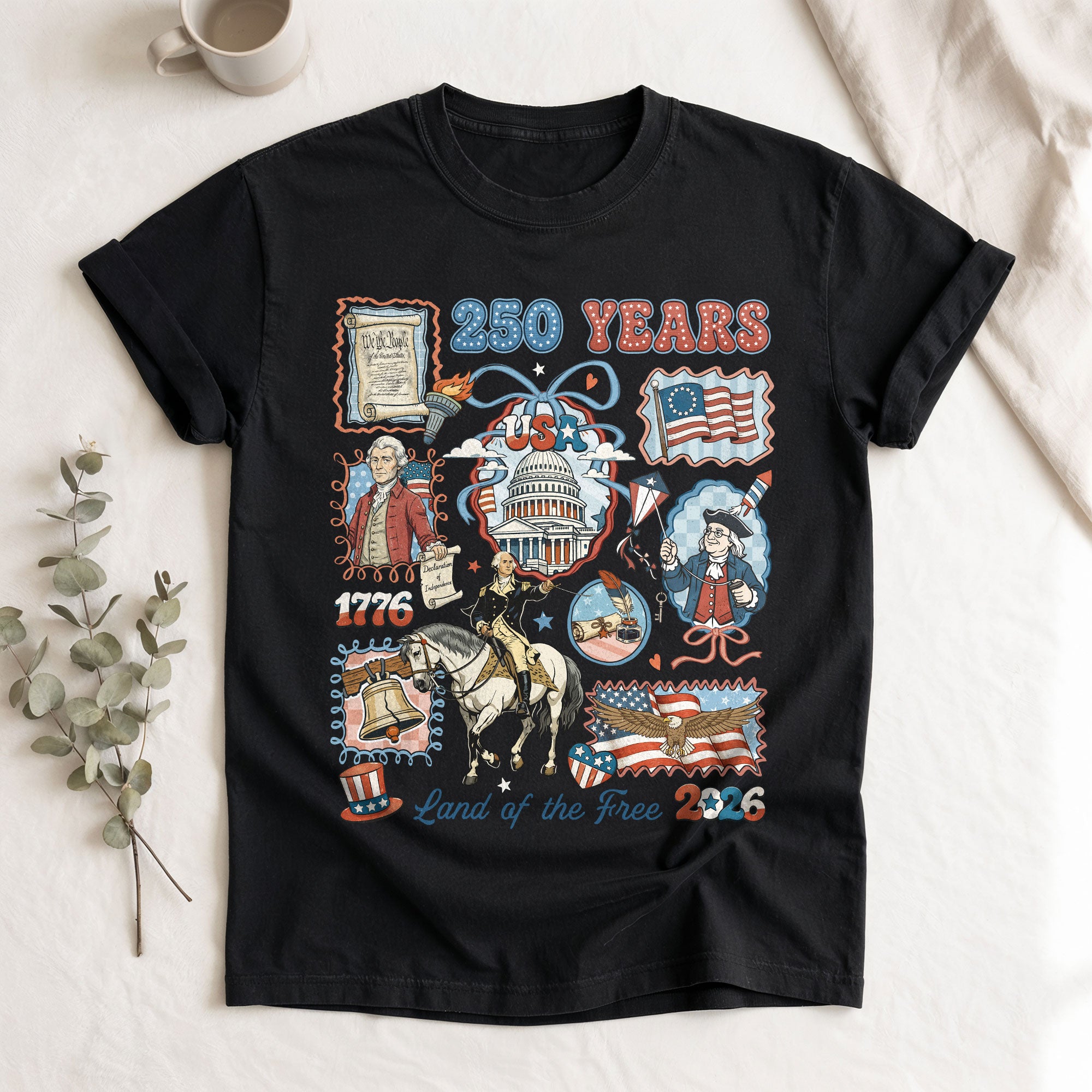 1776-2026 USA 250th Celebration Shirt - Retro Freedom Stamp Patriotic T-Shirt