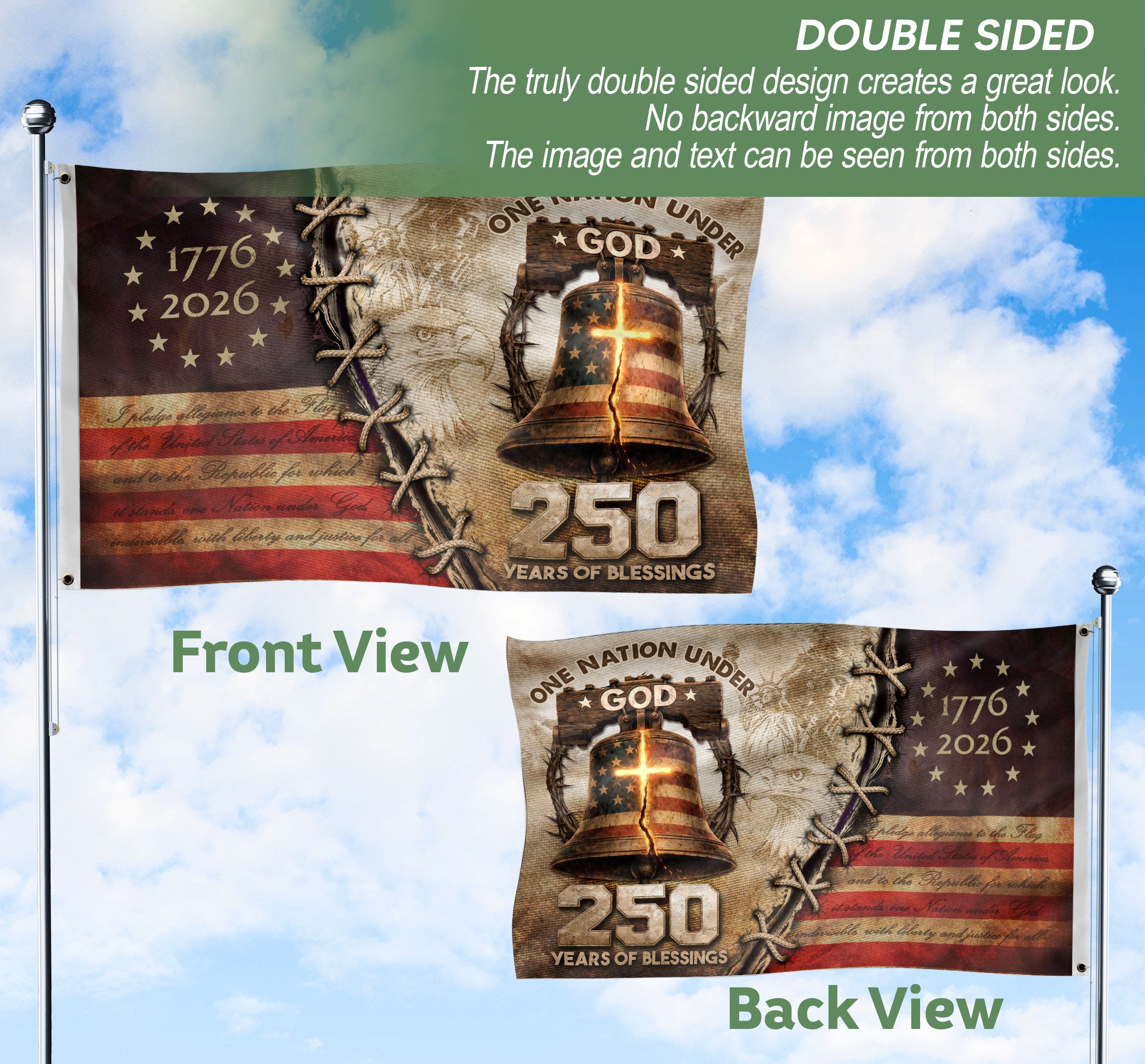 USA 250th Christian Flag 1776–2026 Patriotic Faith Outdoor Decor