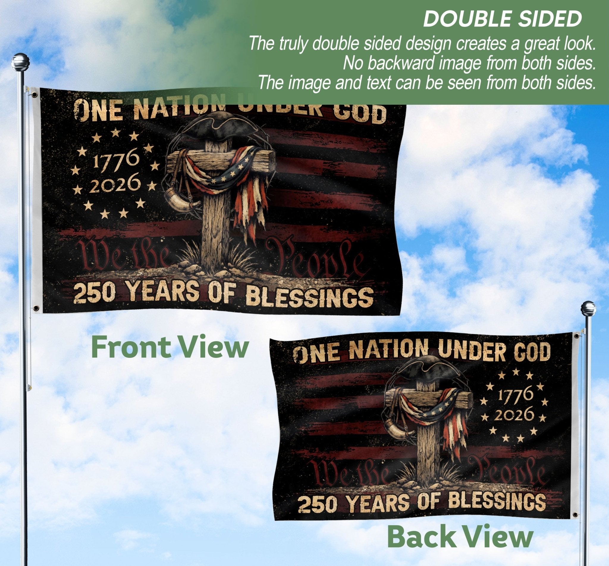 Patriotic Christian Outdoor Flag USA Celebration - Rust Field Wear