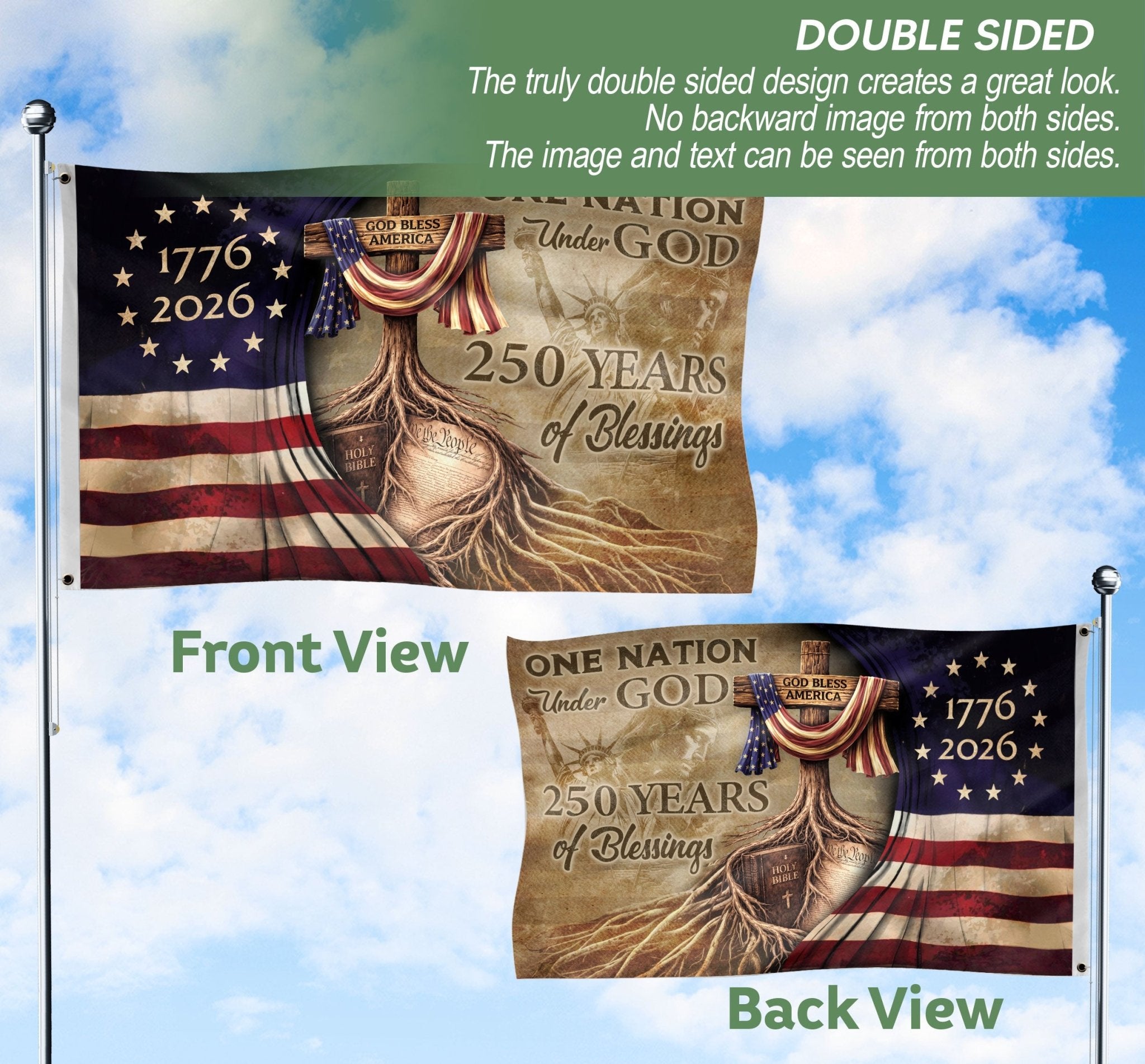 USA Faith and Freedom Christian Flag Patriotic Yard Decoration - Rust Field Wear