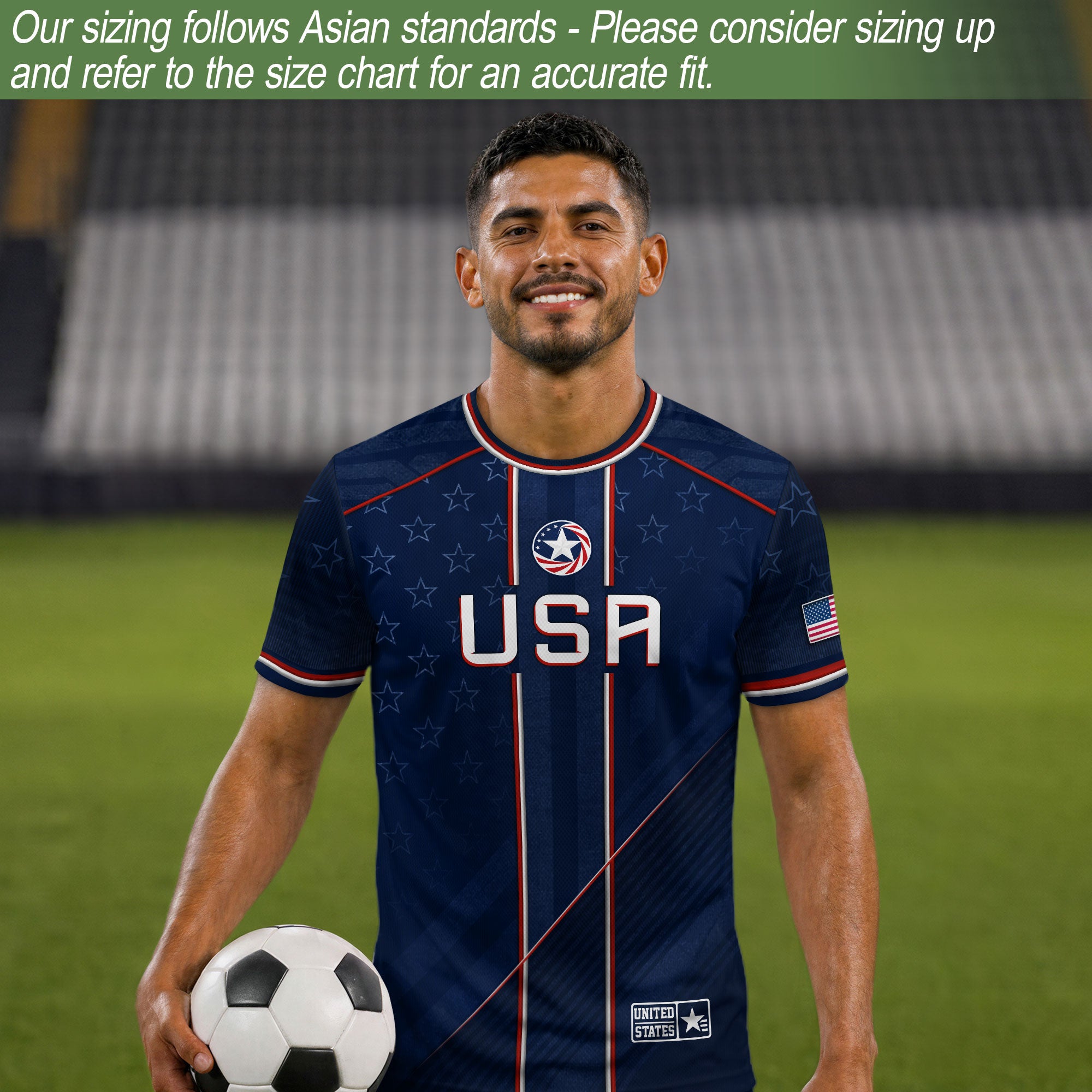 Navy USA Soccer Jersey American Flag Eagle Design Patriot Soccer Shirt for Men Women
