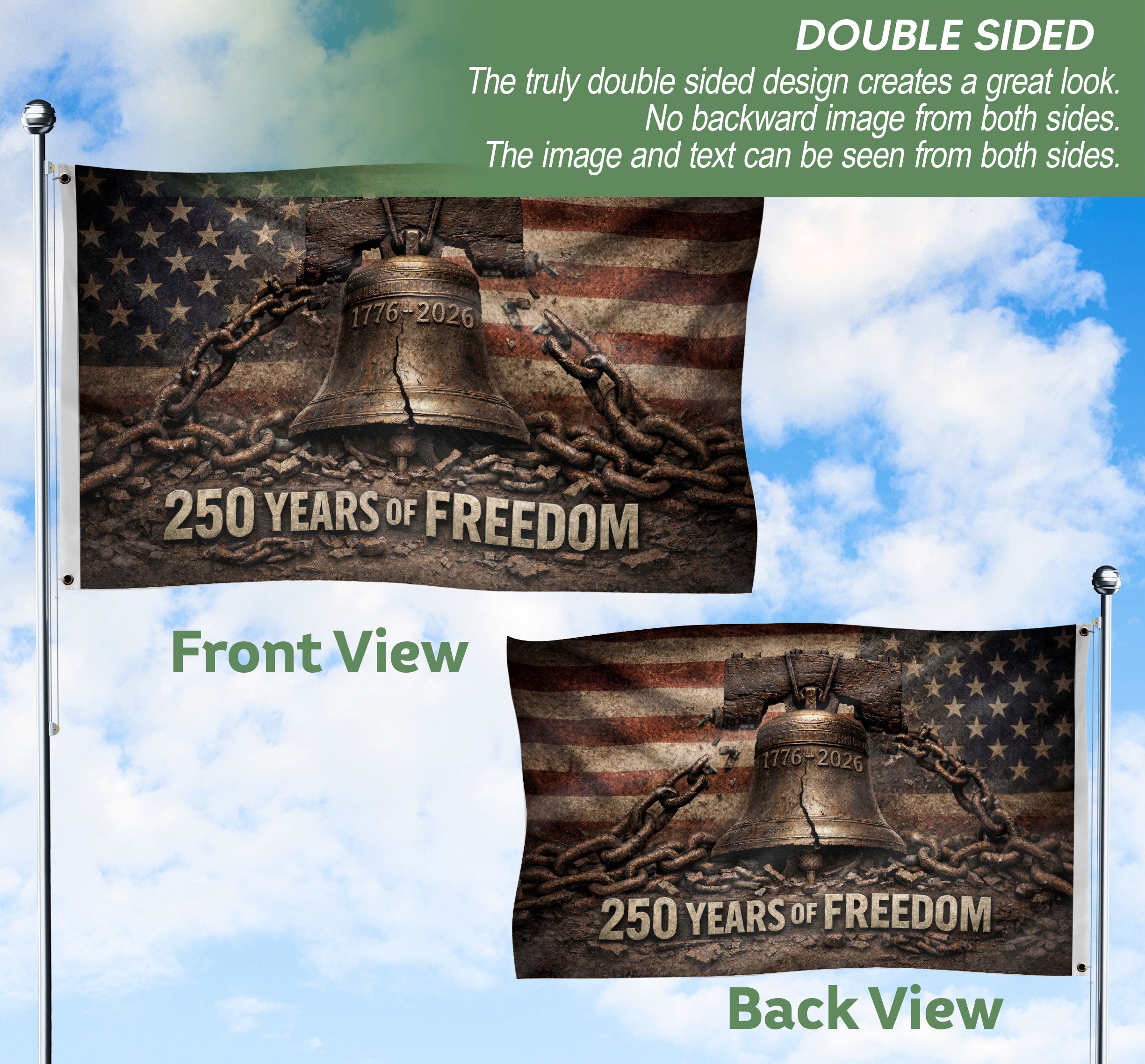 Proclaim Liberty Throughout The Land 250 Years Flag 1776–2026 – Liberty Bell Patriotic Banner