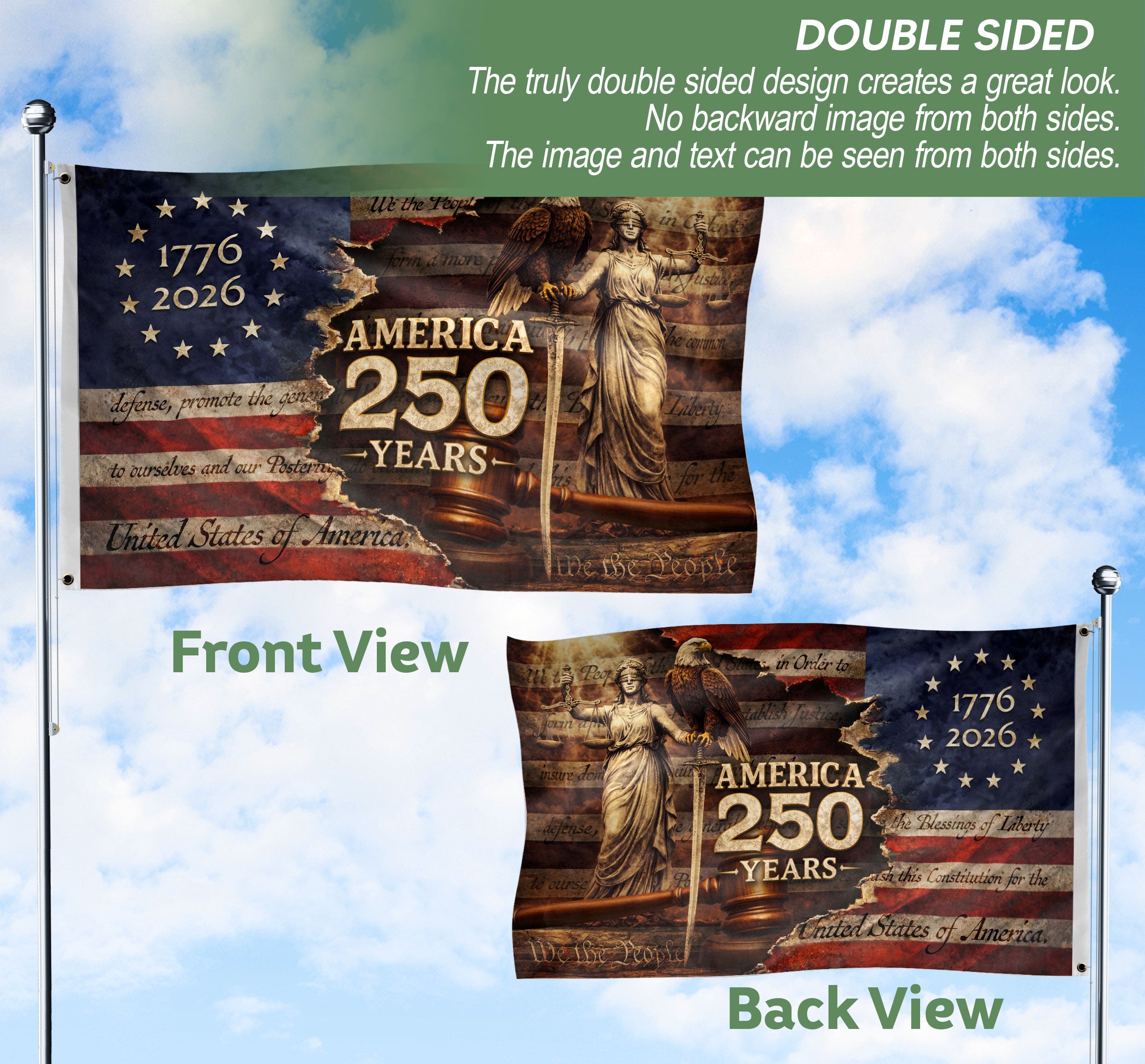 Lady Justice Eagle Betsy Ross Patriotic American Outdoor Banner Flag 3x5ft