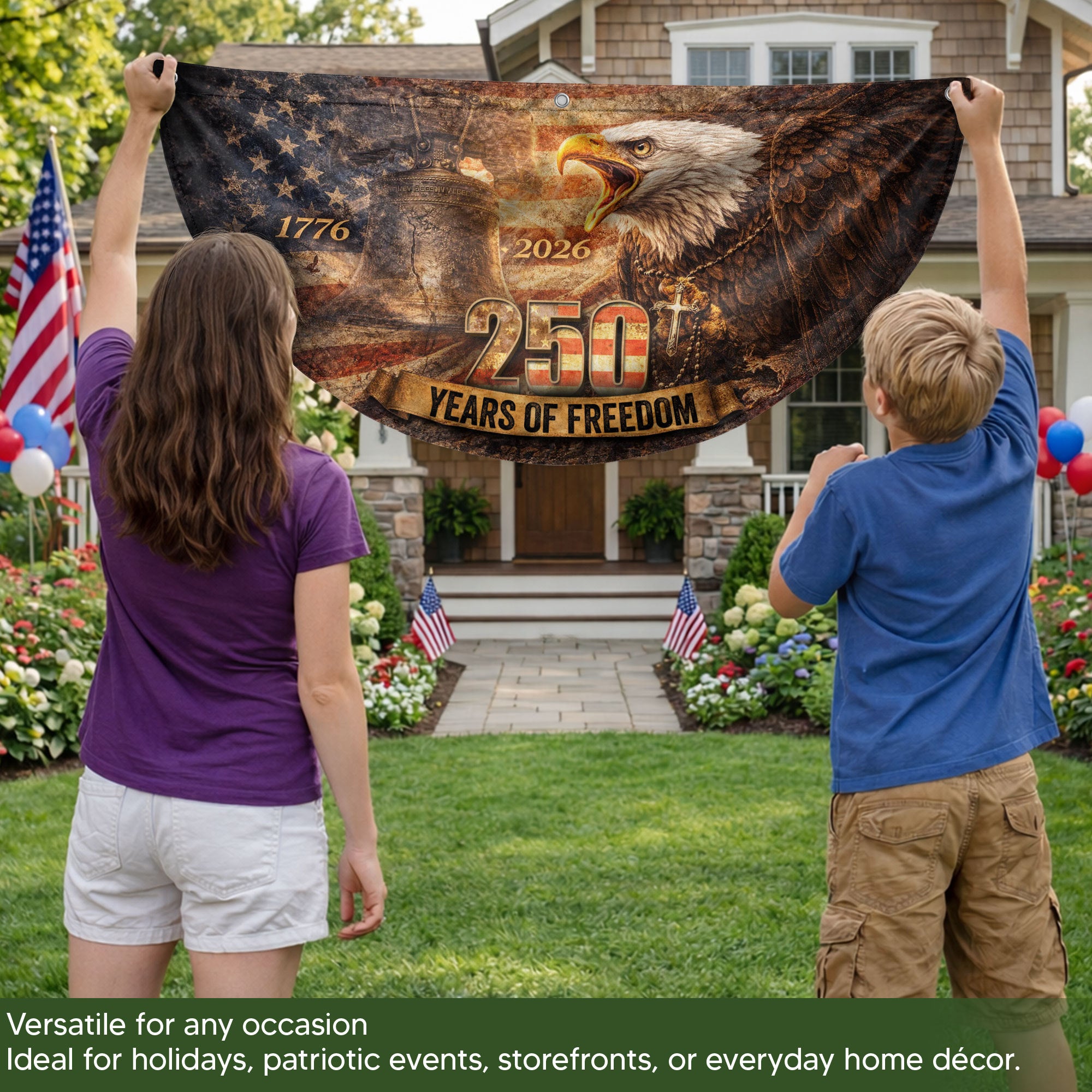 Fence Flag 250th Anniversary USA Flag 1776 2026 Patriotic Eagle American 250 Year Celebration Flag