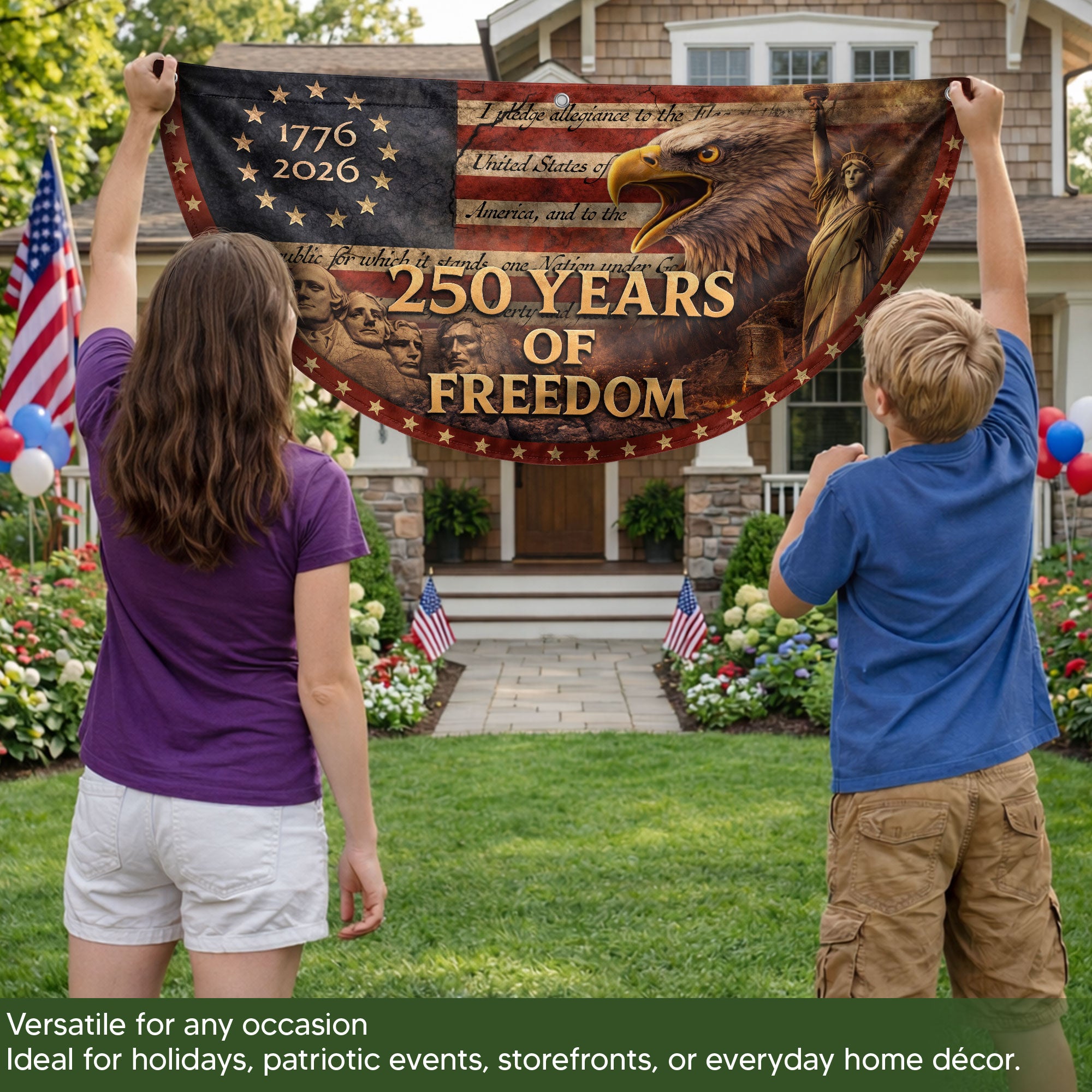 Fence Flag 250th Anniversary USA Flag 1776-2026 American Freedom Banner Decor