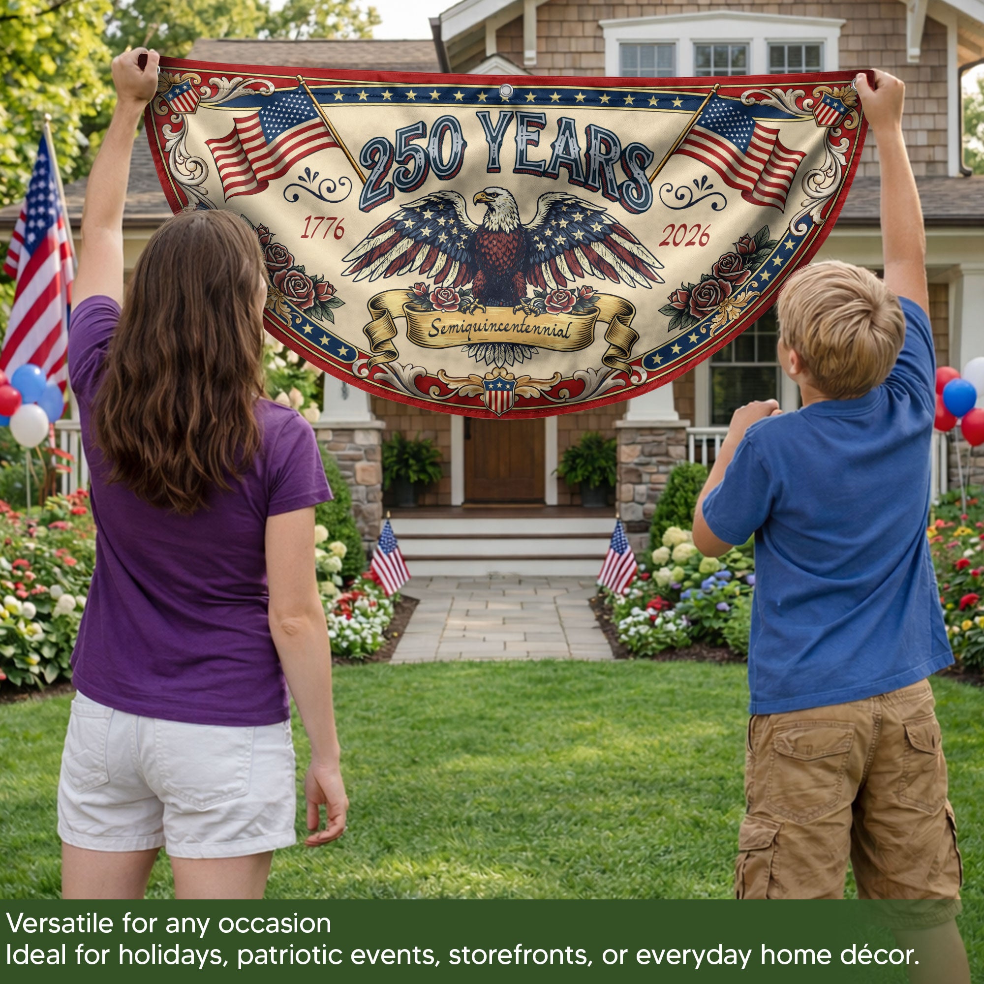 250th Anniversary USA Fence Flag - Patriotic Decor for 2026 Celebration