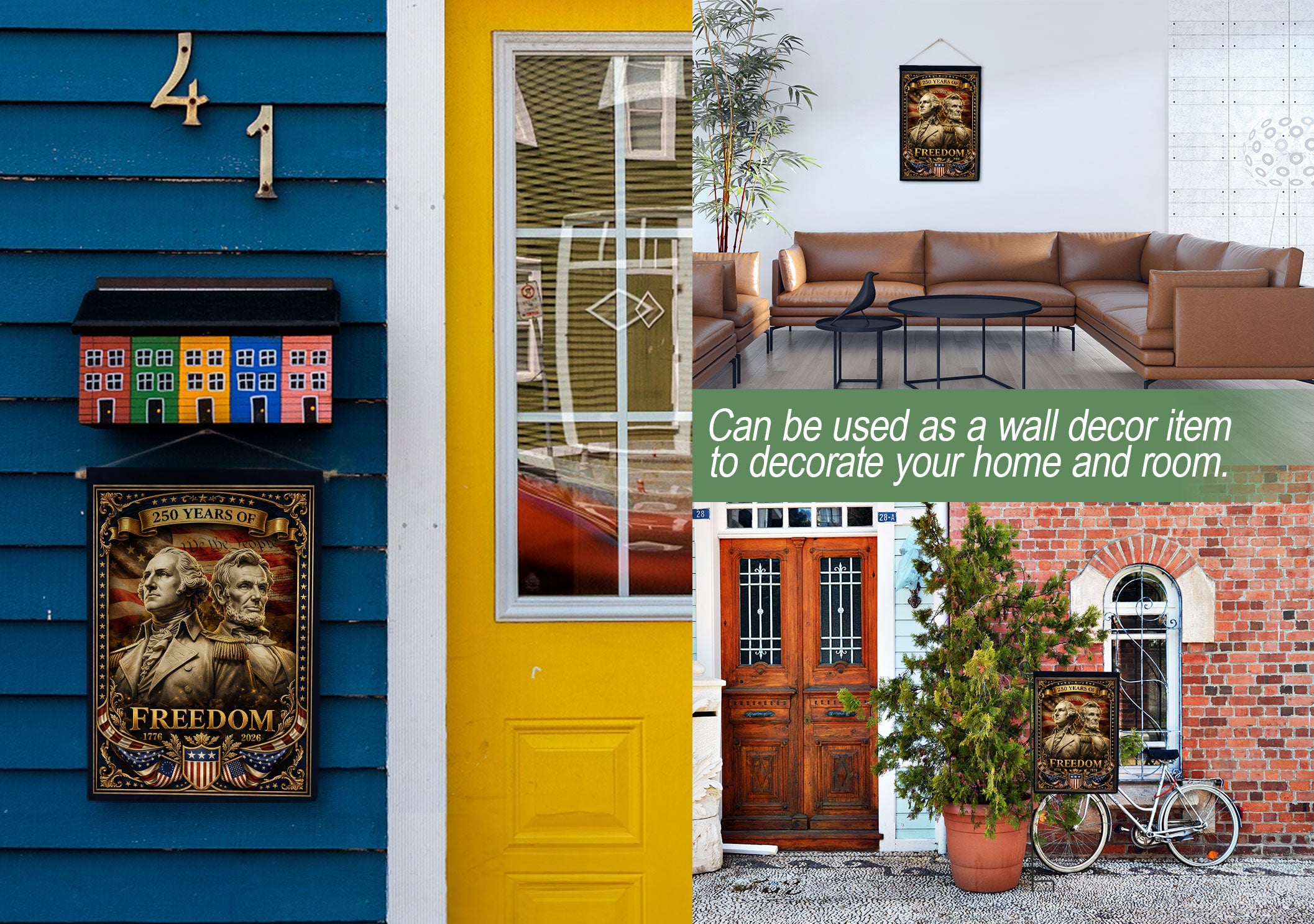 1776-2026 Anniversary Garden Flag 250 Years Freedom Washington Lincoln